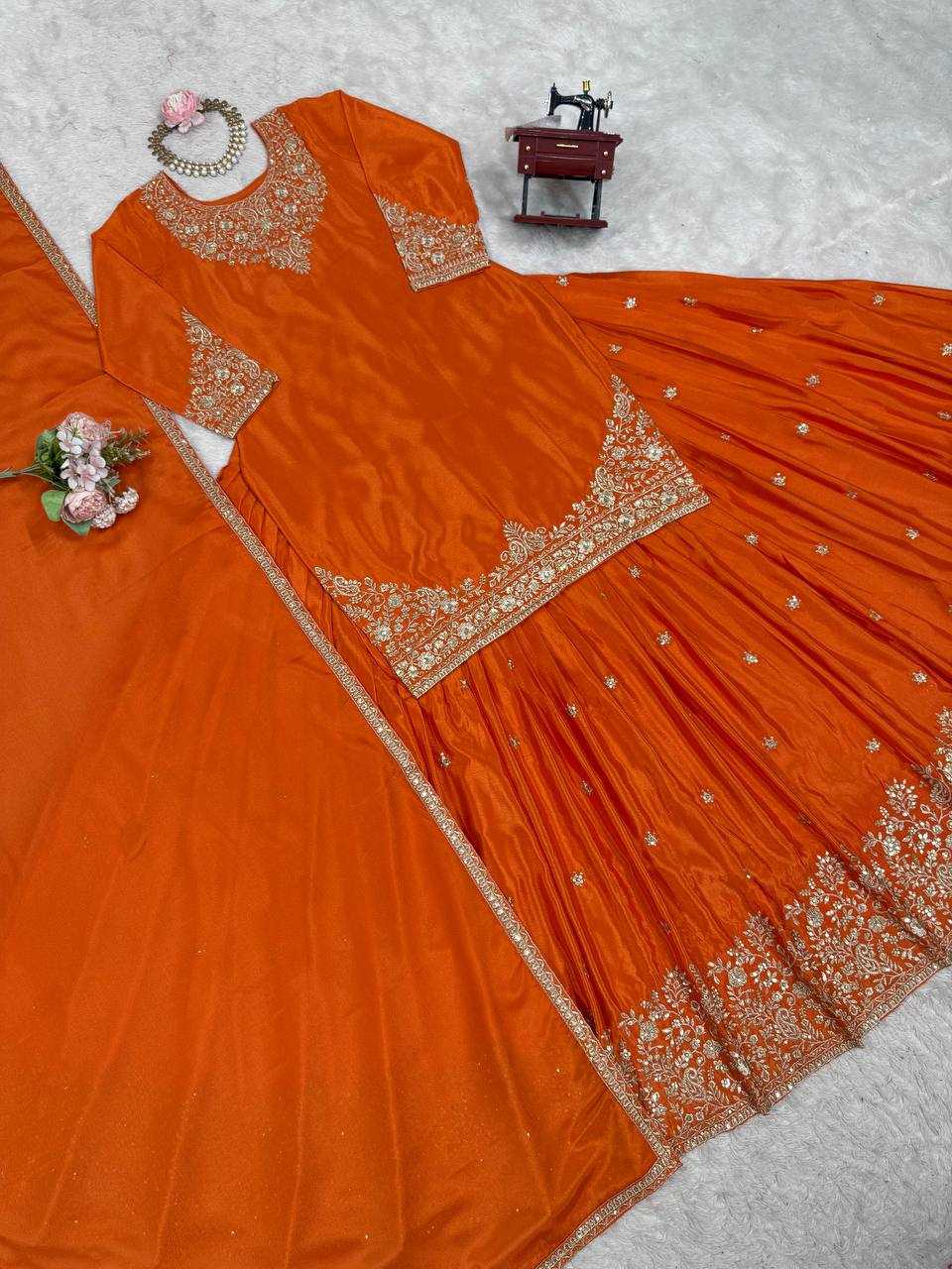 Ynf Chinon Silk RIN162 5890 Lehengas Wedding Collections Festive Collections Wholesale Designer Lehenga Silk Lehenga Wedding Outfits Manufacturer