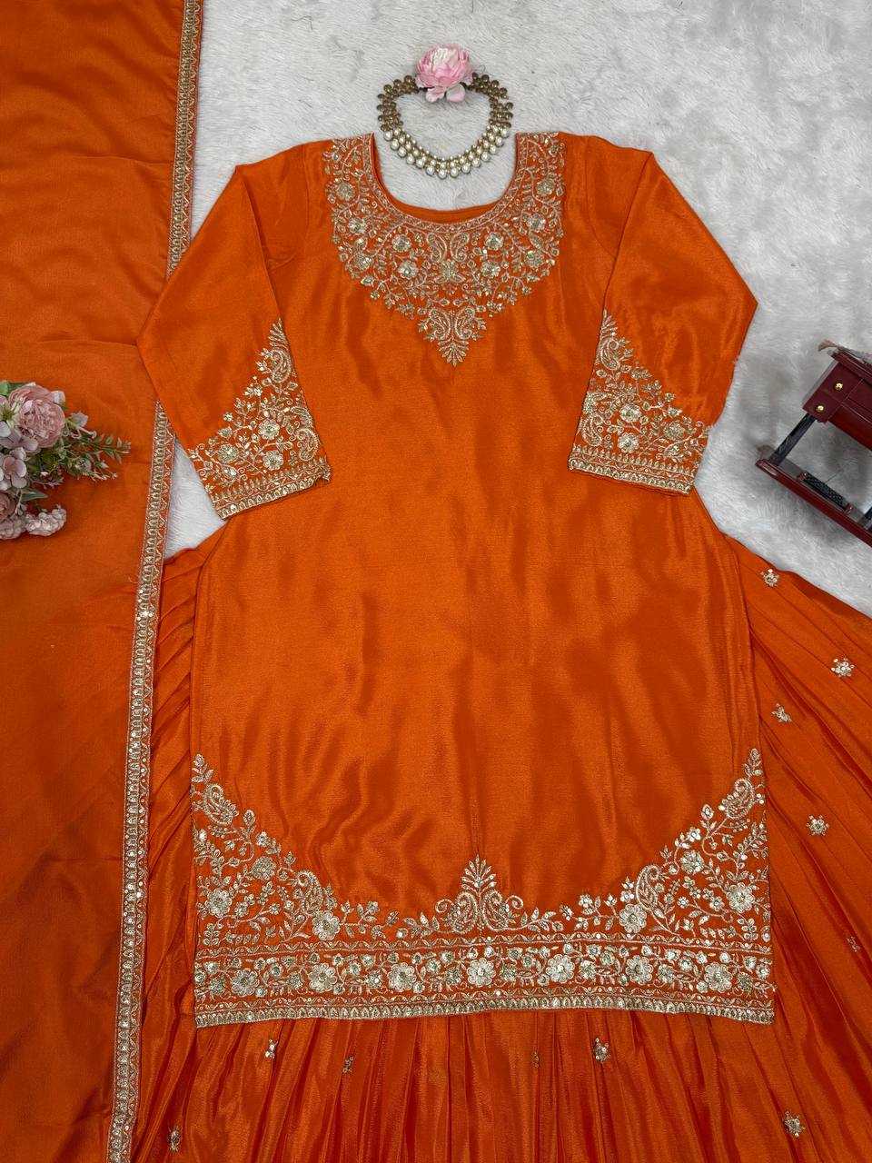 Ynf Chinon Silk RIN162 5890 Lehengas Wedding Collections Festive Collections Wholesale Designer Lehenga Silk Lehenga Wedding Outfits Manufacturer