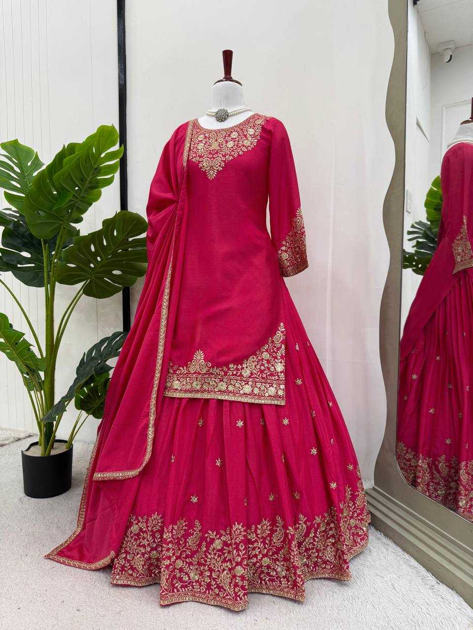 Ynf Chinon Silk RIN162 5890 Lehengas Wedding Collections Festive Collections Wholesale Designer Lehenga Silk Lehenga Wedding Outfits Manufacturer