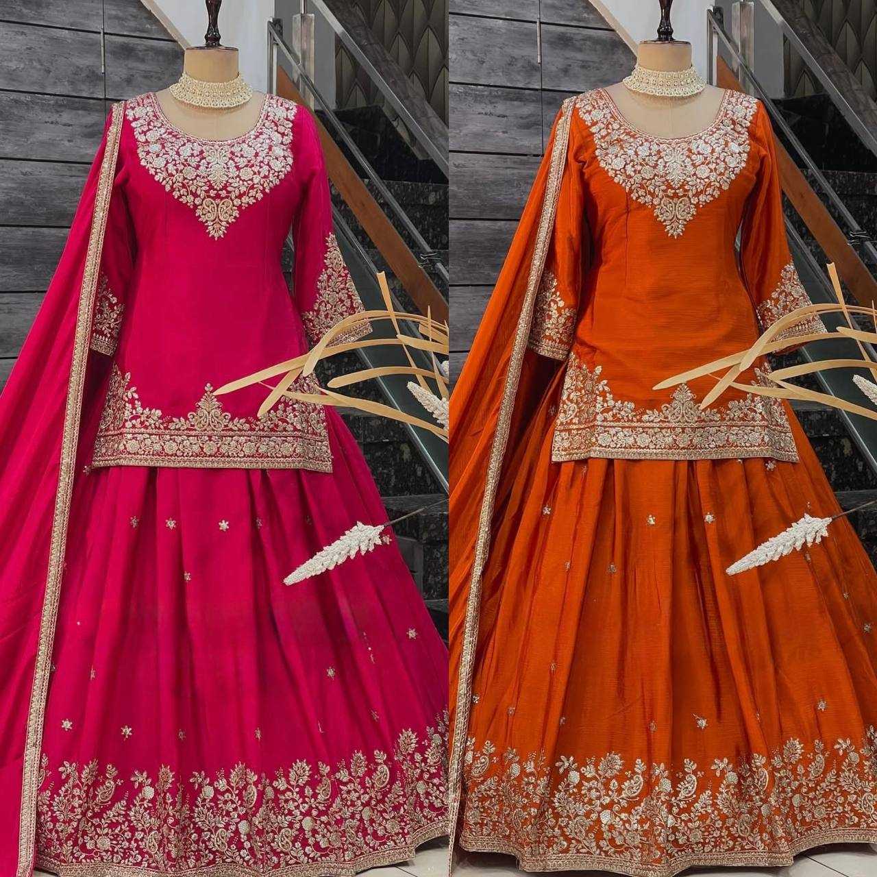 Ynf Chinon Silk RIN162 5890 Lehengas Wedding Collections Festive Collections Wholesale Designer Lehenga Silk Lehenga Wedding Outfits Manufacturer
