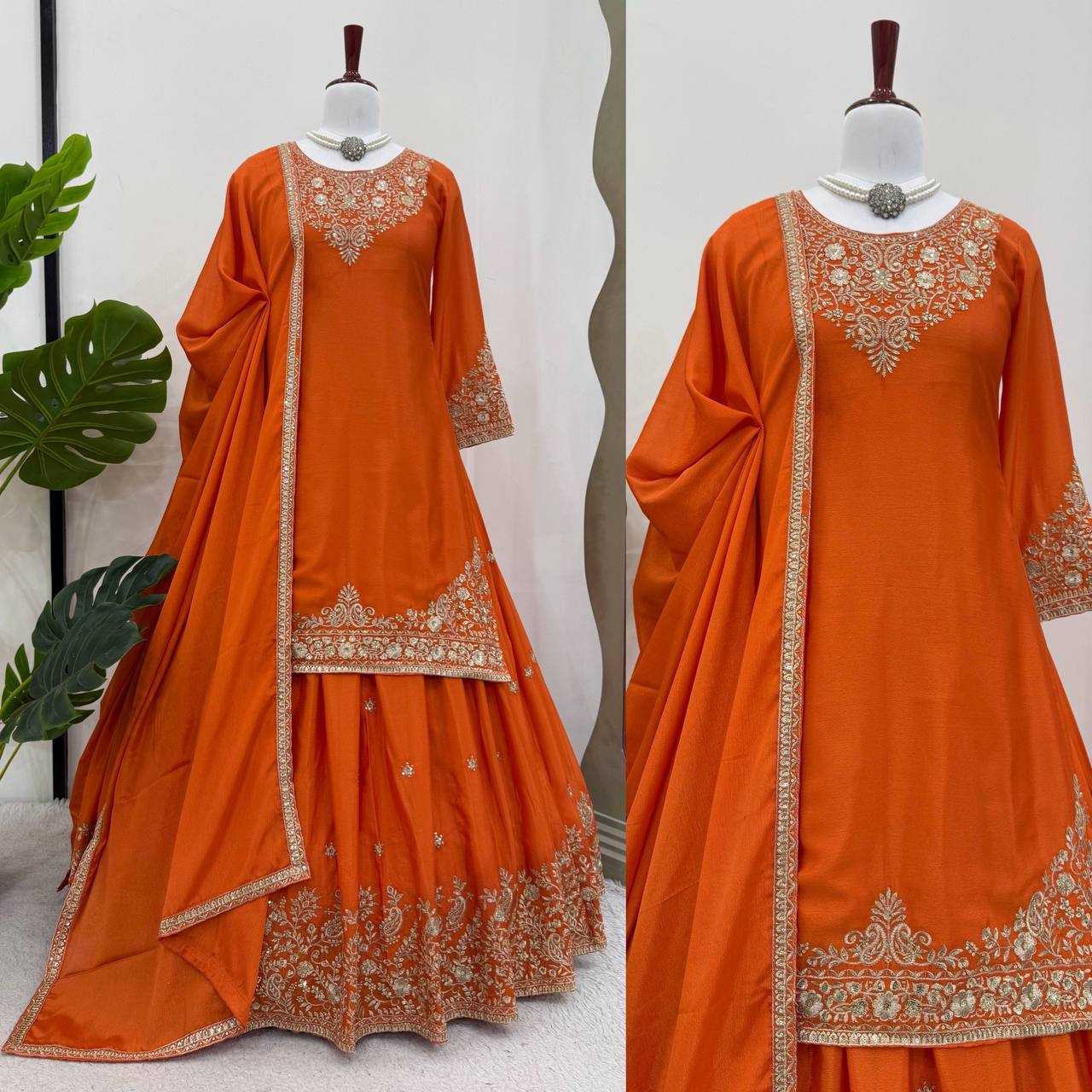 Ynf Chinon Silk RIN162 5890 Lehengas Wedding Collections Festive Collections Wholesale Designer Lehenga Silk Lehenga Wedding Outfits Manufacturer
