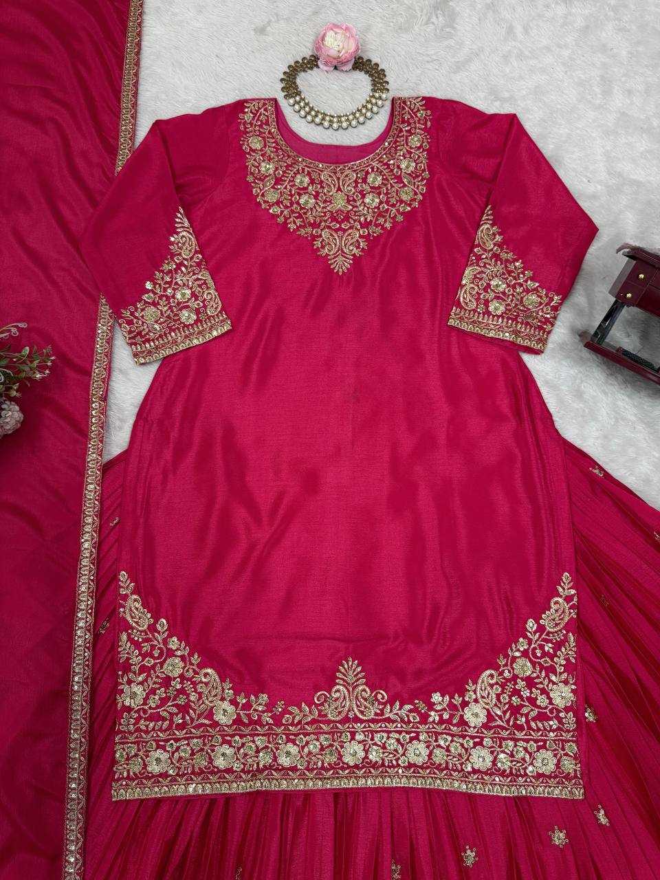 Ynf Chinon Silk RIN162 5890 Lehengas Wedding Collections Festive Collections Wholesale Designer Lehenga Silk Lehenga Wedding Outfits Manufacturer