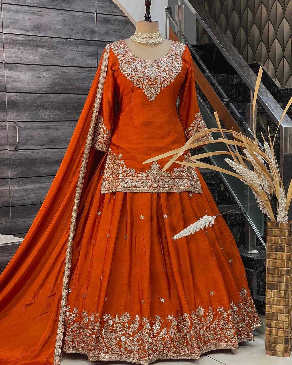 Ynf Chinon Silk RIN162 5890 Lehengas Wedding Collections Festive Collections Wholesale Designer Lehenga Silk Lehenga Wedding Outfits Manufacturer