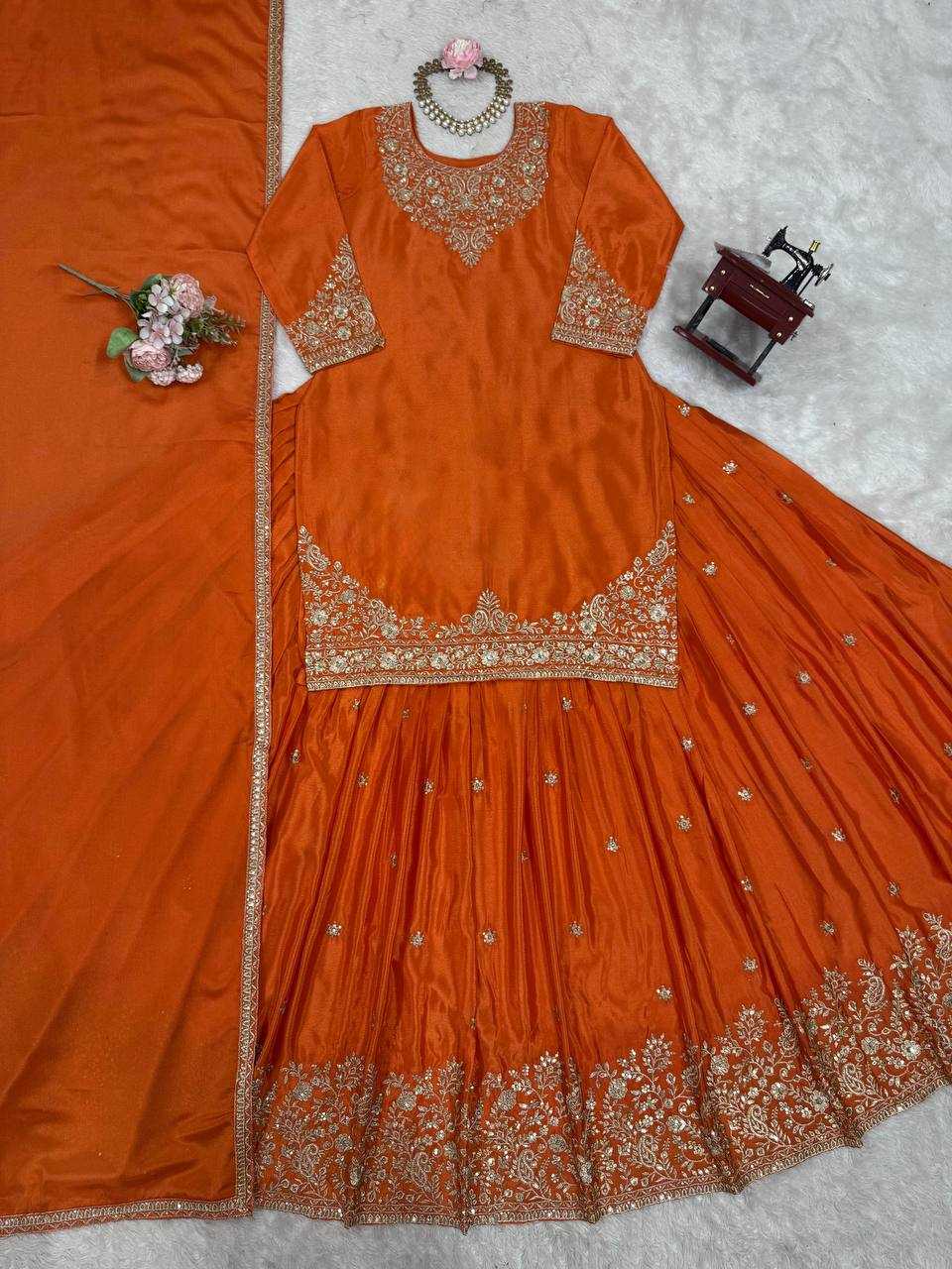 Ynf Chinon Silk RIN162 5890 Lehengas Wedding Collections Festive Collections Wholesale Designer Lehenga Silk Lehenga Wedding Outfits Manufacturer