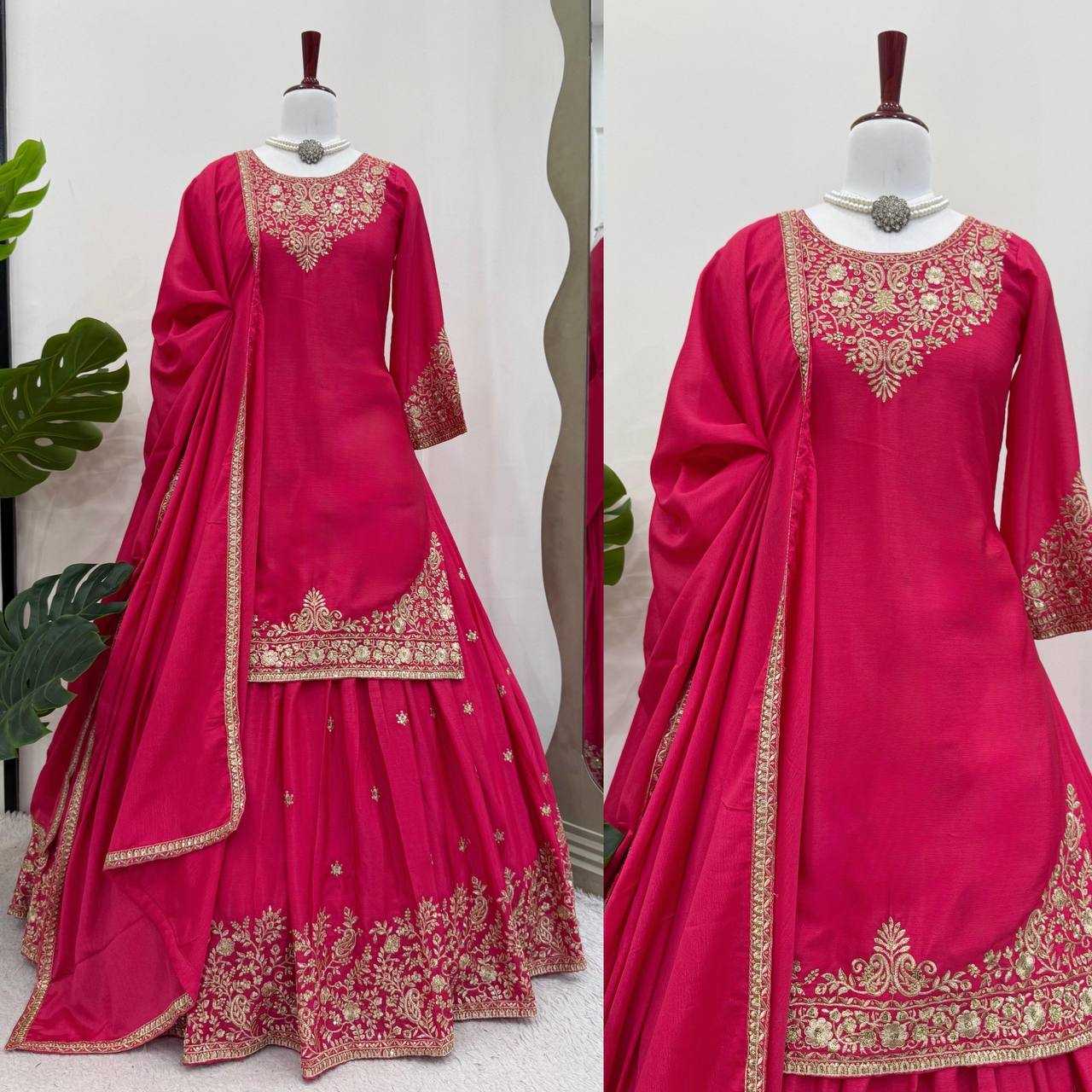 Ynf Chinon Silk RIN162 5890 Lehengas Wedding Collections Festive Collections Wholesale Designer Lehenga Silk Lehenga Wedding Outfits Manufacturer