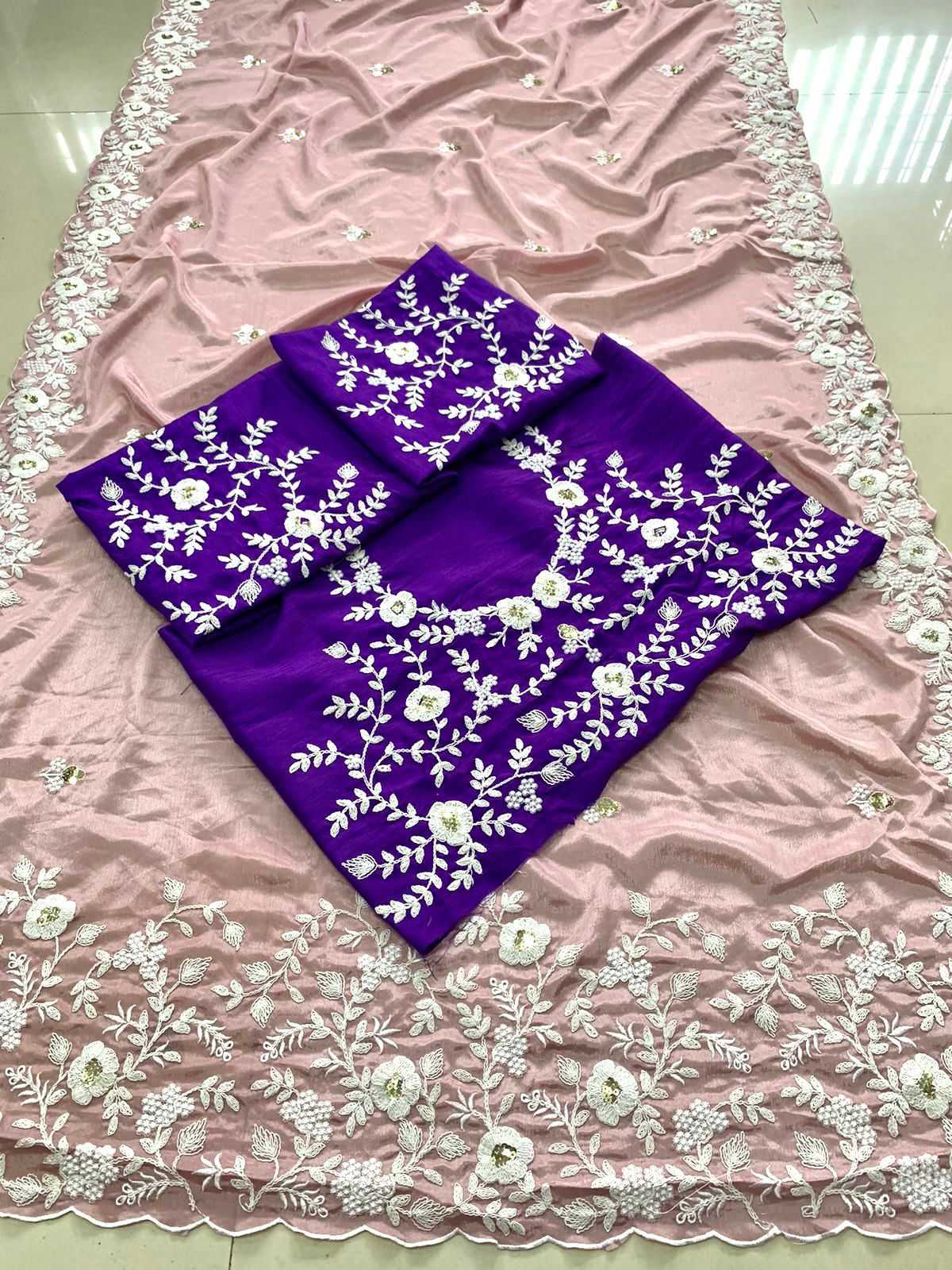Ynf Chinon Silk RIN188 Bhakti2 Sarees Wedding Collections Festive Collections Wholesale Embroidered Sarees Silk Sarees Sarees With Blouse Manufacturer
