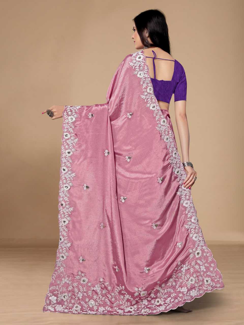 Ynf Chinon Silk RIN188 Bhakti2 Sarees Wedding Collections Festive Collections Wholesale Embroidered Sarees Silk Sarees Sarees With Blouse Manufacturer