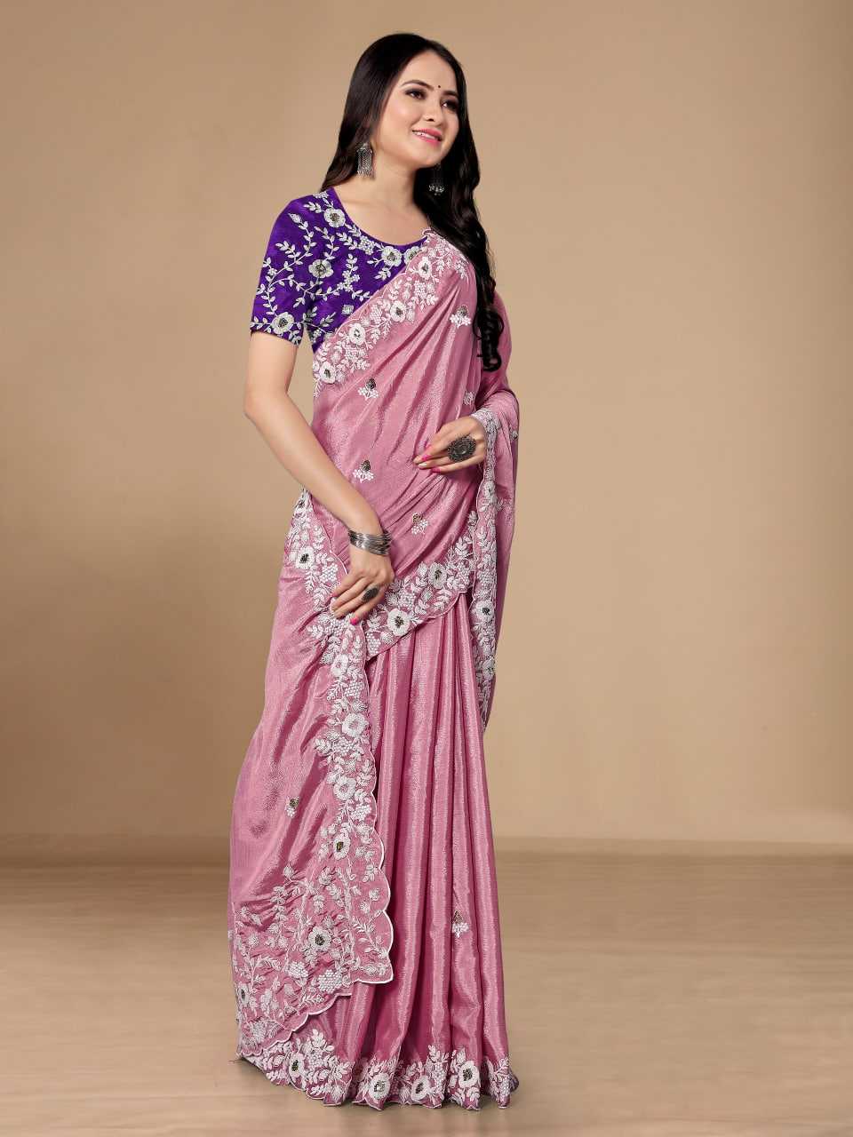 Ynf Chinon Silk RIN188 Bhakti2 Sarees Wedding Collections Festive Collections Wholesale Embroidered Sarees Silk Sarees Sarees With Blouse Manufacturer