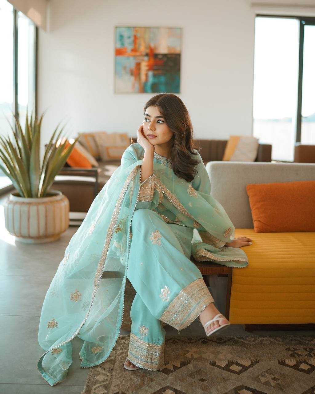 Ynf Chinon Silk RIN197 4771 Suits & Dresses Wholesale Embroidery Suits Party wear suits Bridal Suits Manufacturer
