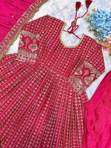 Ynf Chinon Silk RIN222 ELASTIC Gowns Wholesale Embroidery Gowns Silk Gowns Pink Gown Manufacturer