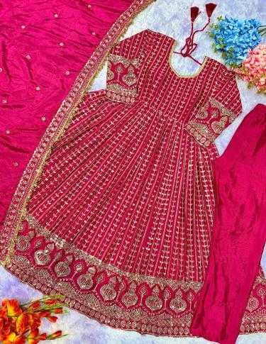 Ynf Chinon Silk RIN222 ELASTIC Gowns Wholesale Embroidery Gowns Silk Gowns Pink Gown Manufacturer
