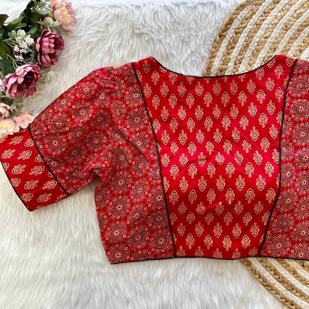 Ynf Cotton Cambric KESH426 AJRAKH PRINT Readymade Blouses Wholesale Printed Blouse Designer Blouse Cotton Blouse Manufacturer