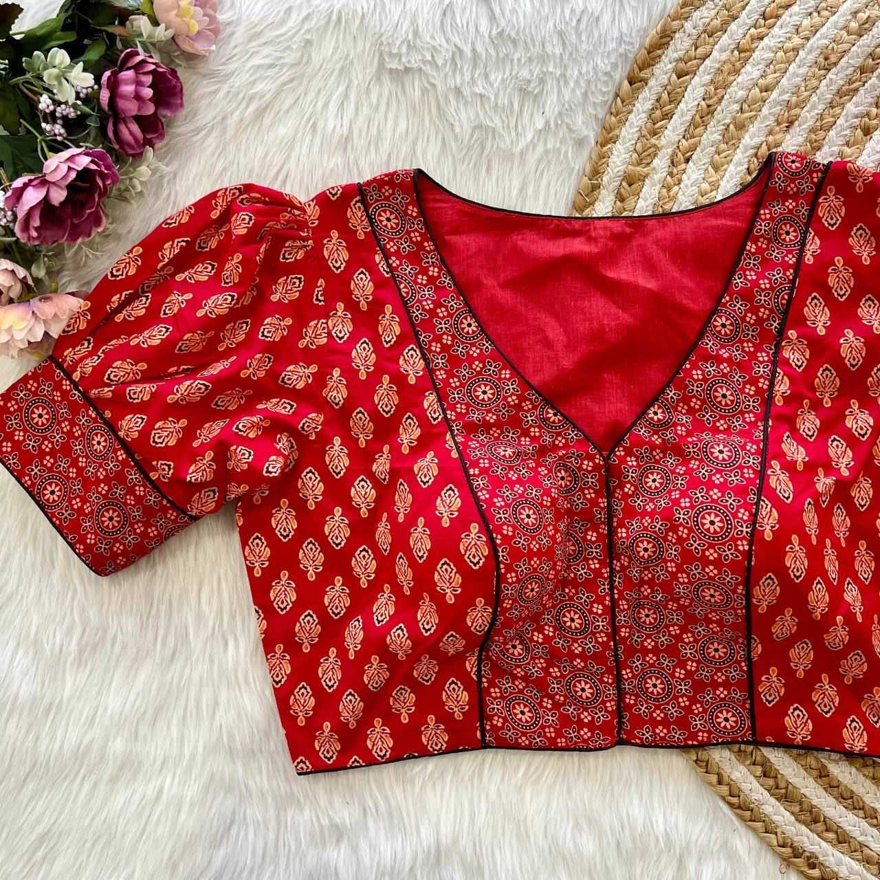 Ynf Cotton Cambric KESH426 AJRAKH PRINT Readymade Blouses Wholesale Printed Blouse Designer Blouse Cotton Blouse Manufacturer