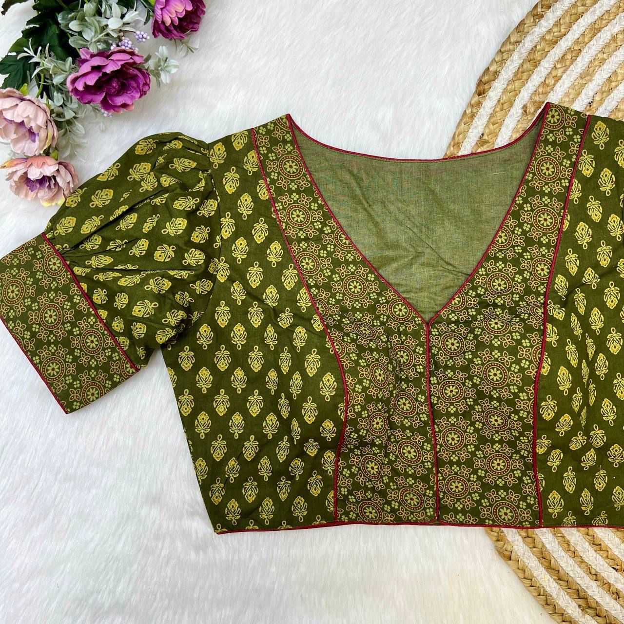 Ynf Cotton Cambric KESH426 AJRAKH PRINT Readymade Blouses Wholesale Printed Blouse Designer Blouse Cotton Blouse Manufacturer