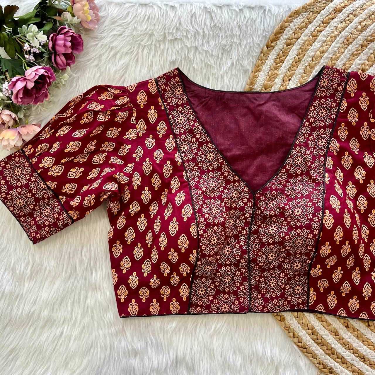 Ynf Cotton Cambric KESH426 AJRAKH PRINT Readymade Blouses Wholesale Printed Blouse Designer Blouse Cotton Blouse Manufacturer