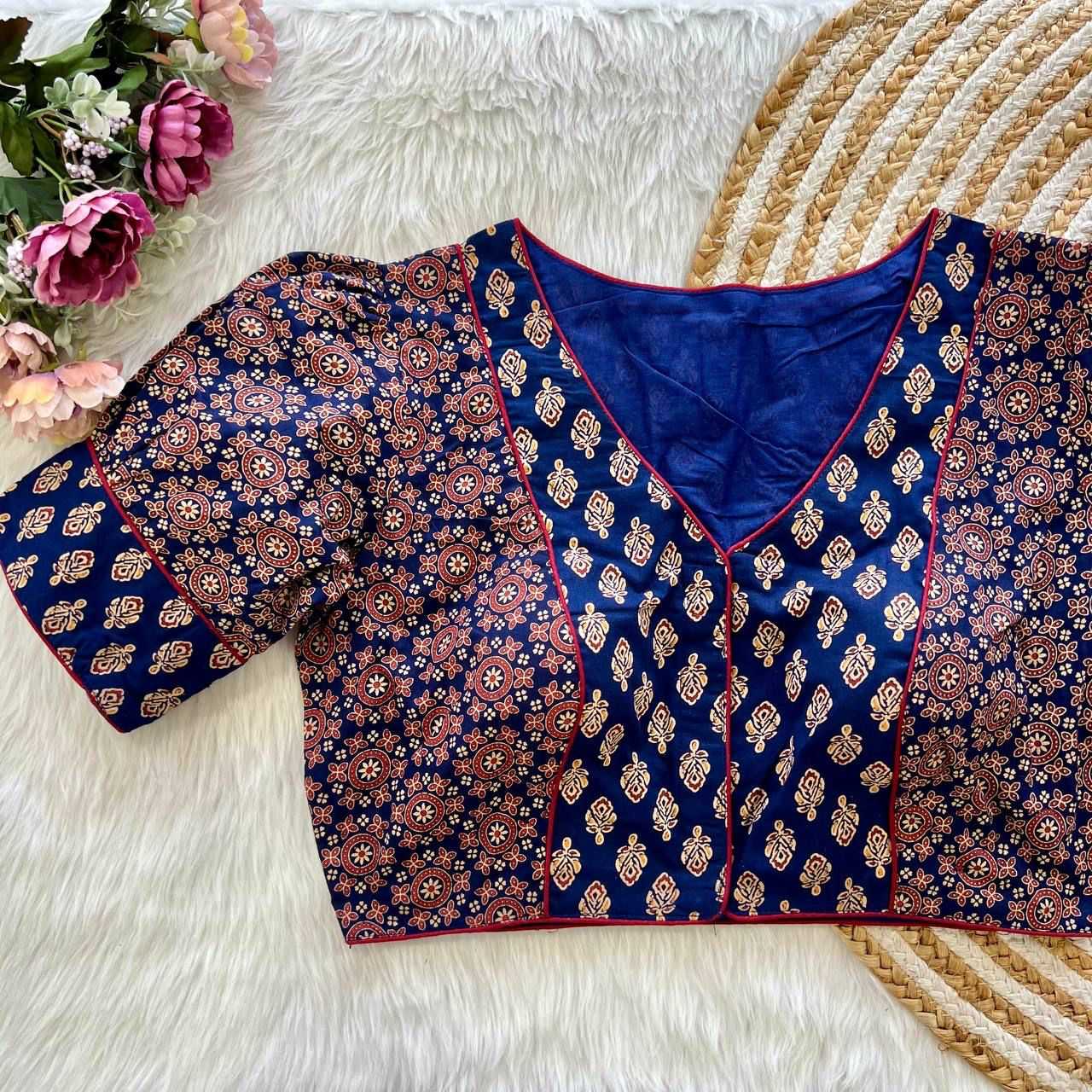 Ynf Cotton Cambric KESH426 AJRAKH PRINT Readymade Blouses Wholesale Printed Blouse Designer Blouse Cotton Blouse Manufacturer