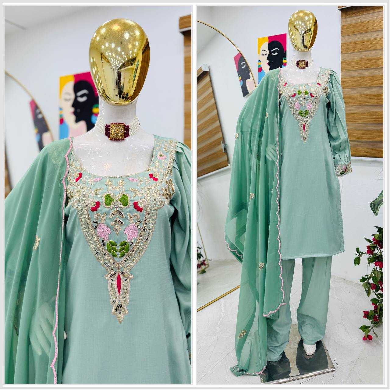 Ynf Cotton KESH158 9283 Suits & Dresses Wedding Collections Festive Collections Wholesale Embroidery Suits Cotton Suits Palazzo Suit Manufacturer