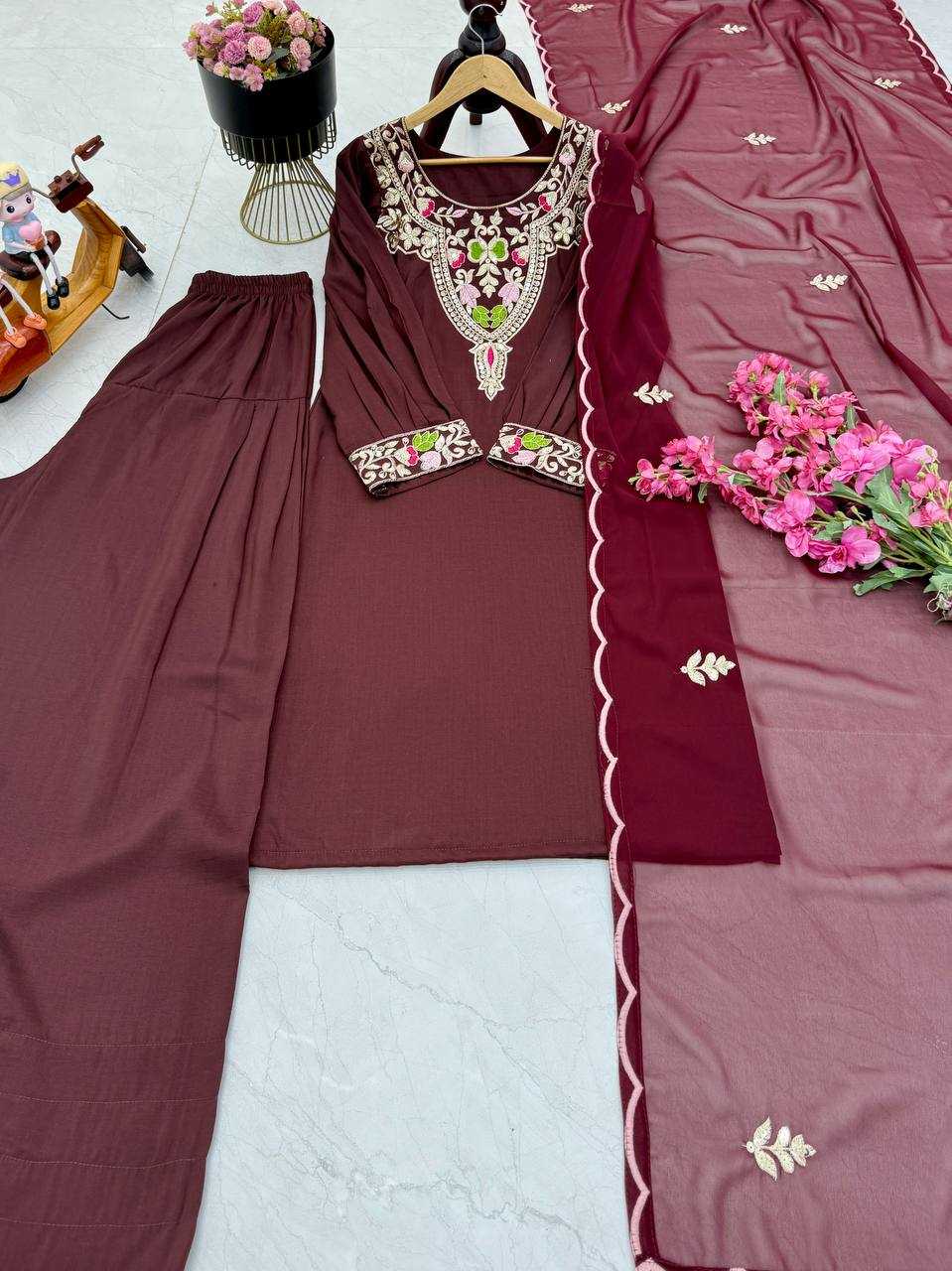 Ynf Cotton KESH158 9283 Suits & Dresses Wedding Collections Festive Collections Wholesale Embroidery Suits Cotton Suits Palazzo Suit Manufacturer