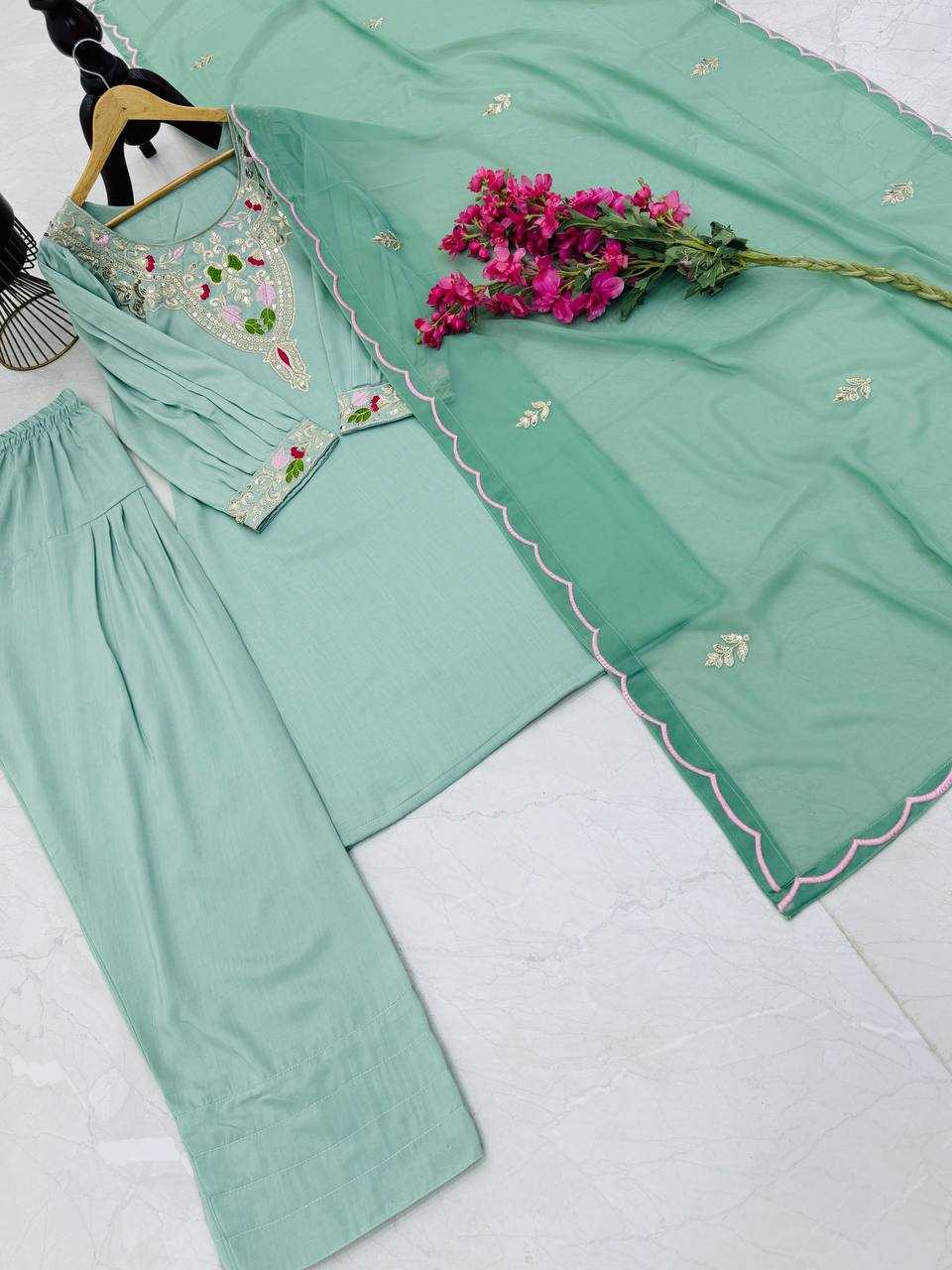 Ynf Cotton KESH158 9283 Suits & Dresses Wedding Collections Festive Collections Wholesale Embroidery Suits Cotton Suits Palazzo Suit Manufacturer