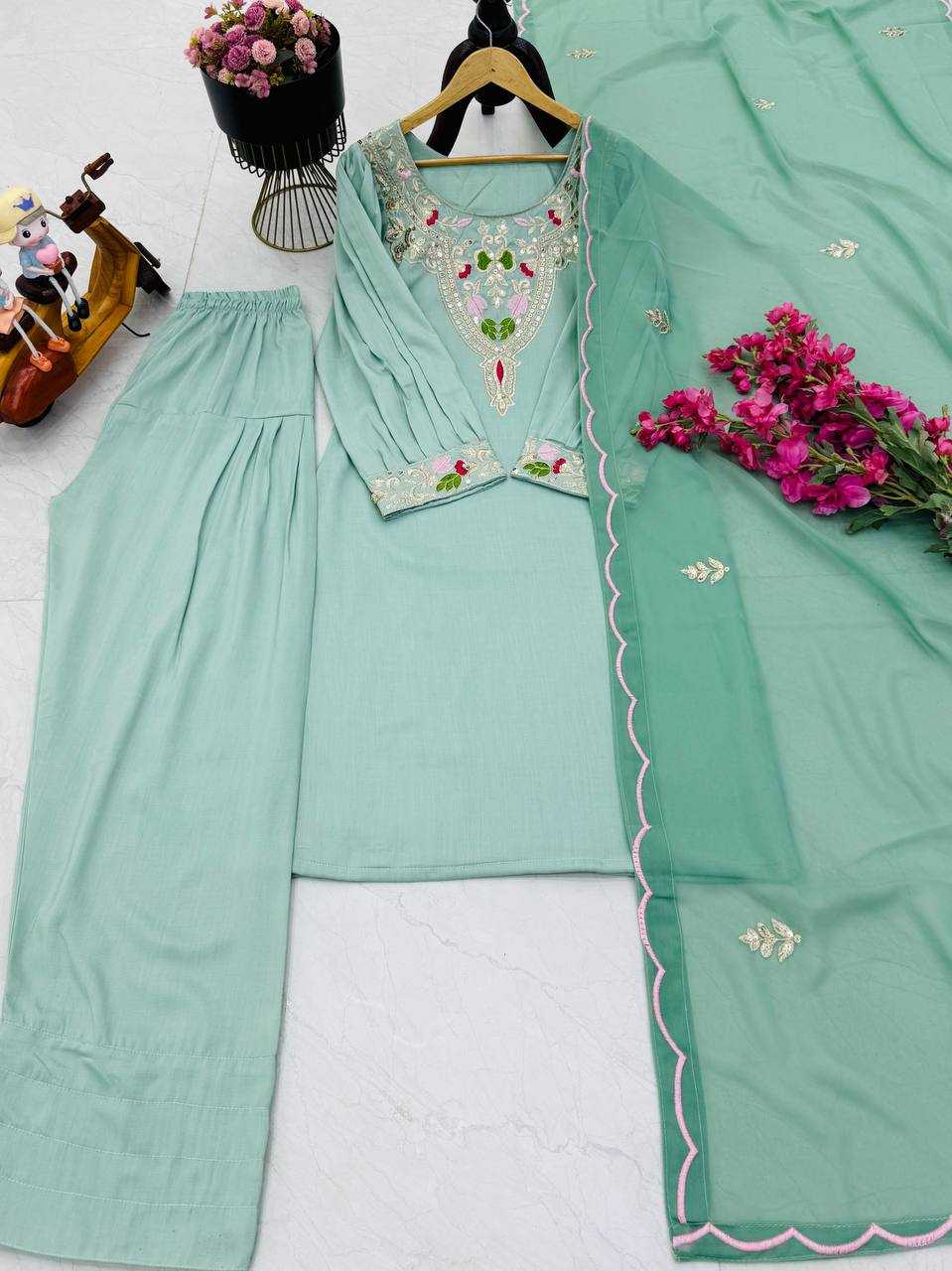Ynf Cotton KESH158 9283 Suits & Dresses Wedding Collections Festive Collections Wholesale Embroidery Suits Cotton Suits Palazzo Suit Manufacturer