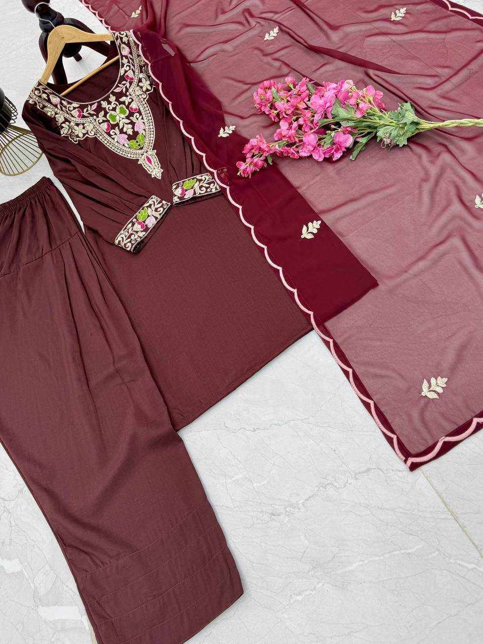 Ynf Cotton KESH158 9283 Suits & Dresses Wedding Collections Festive Collections Wholesale Embroidery Suits Cotton Suits Palazzo Suit Manufacturer