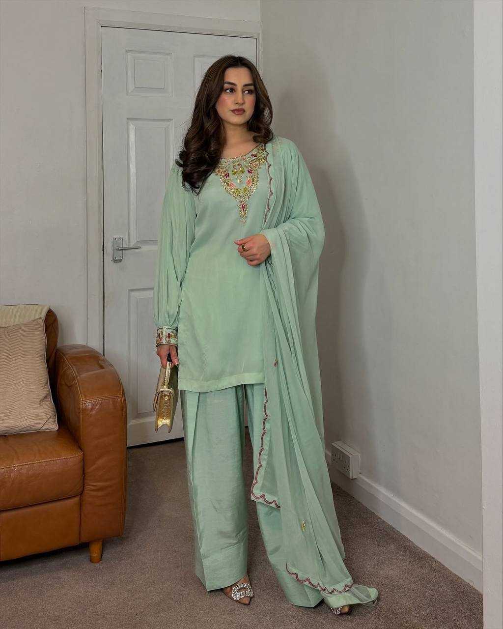 Ynf Cotton KESH158 9283 Suits & Dresses Wedding Collections Festive Collections Wholesale Embroidery Suits Cotton Suits Palazzo Suit Manufacturer
