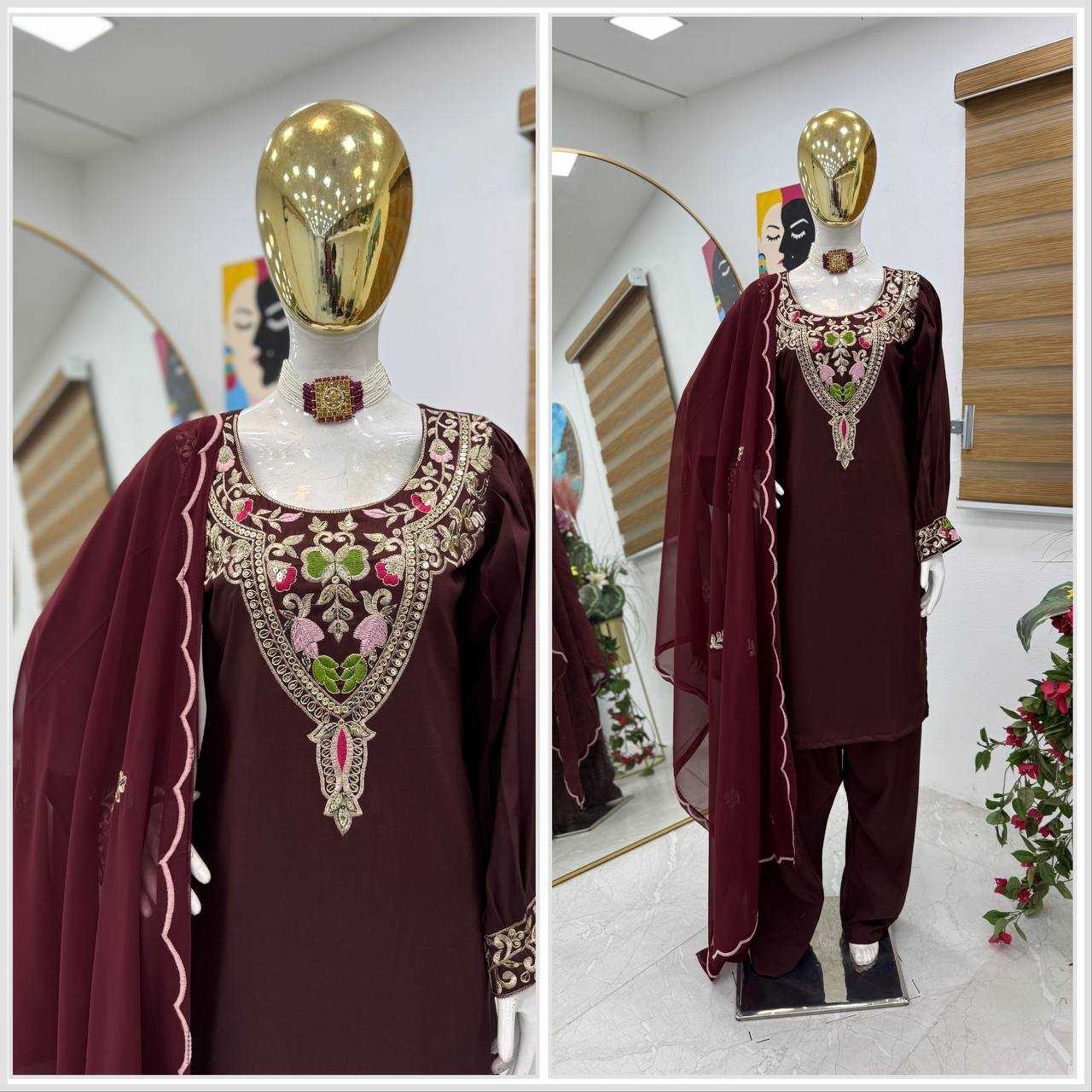 Ynf Cotton KESH158 9283 Suits & Dresses Wedding Collections Festive Collections Wholesale Embroidery Suits Cotton Suits Palazzo Suit Manufacturer