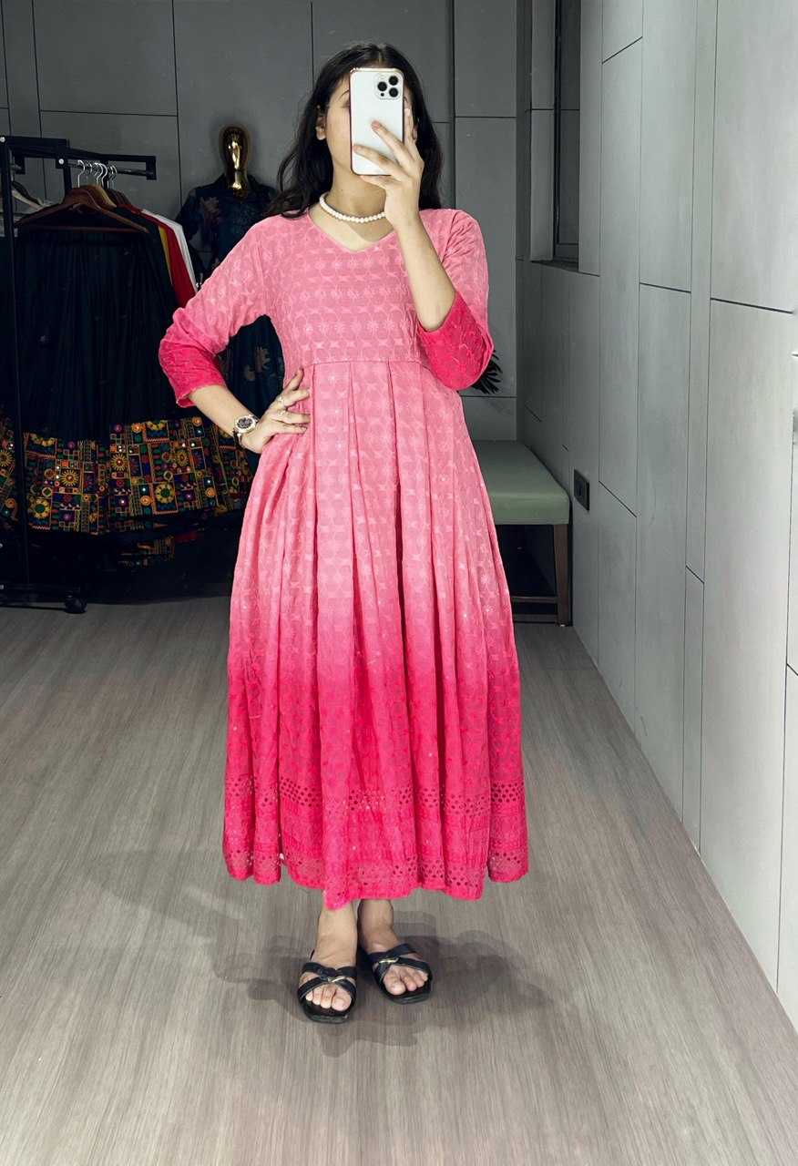 Ynf Cotton RIN119 RAINBOW Kurti Wholesale Chikankari Kurtis Party Wear Gown Style Kurtis Manufacturer