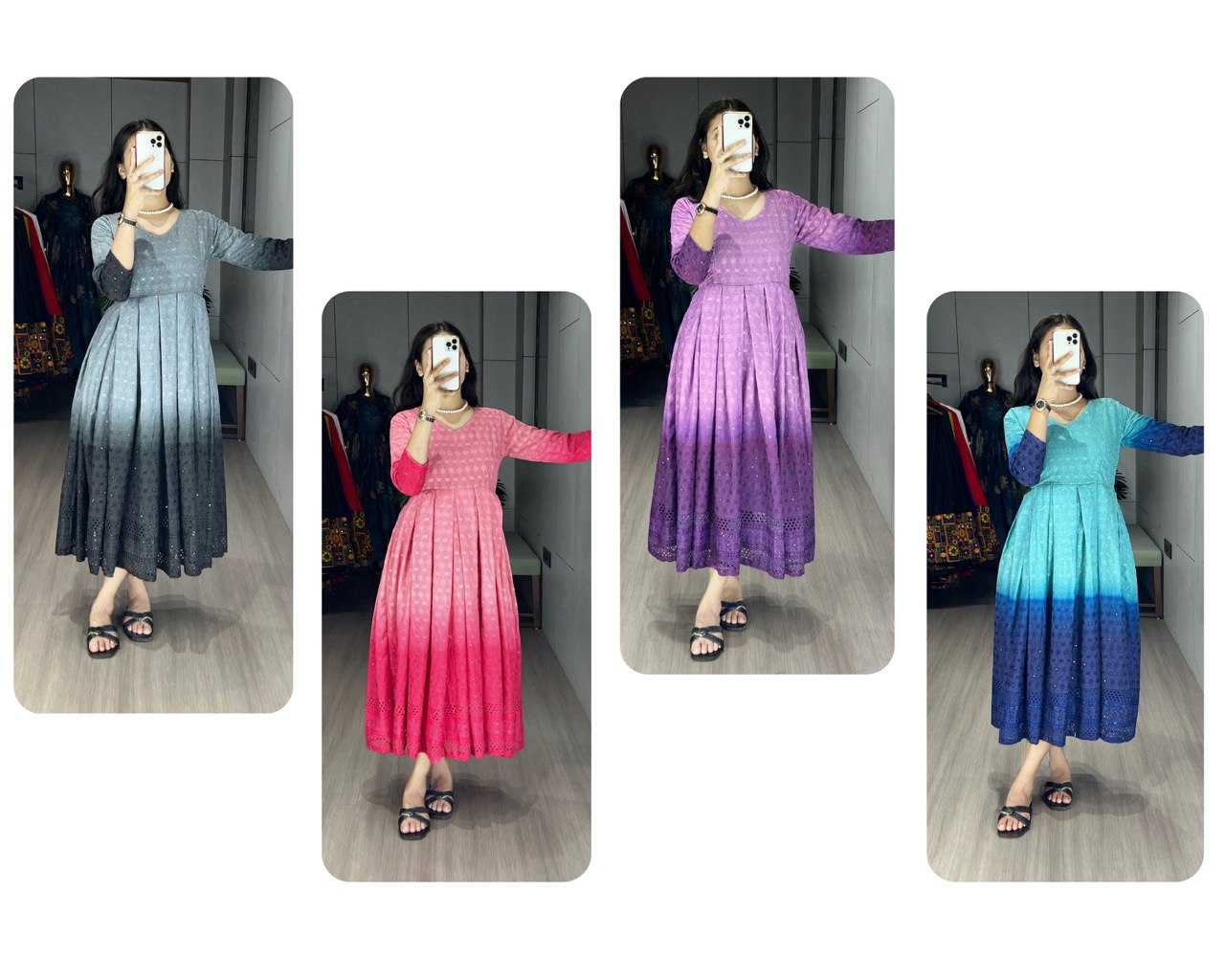 Ynf Cotton RIN119 RAINBOW Kurti Wholesale Chikankari Kurtis Party Wear Gown Style Kurtis Manufacturer