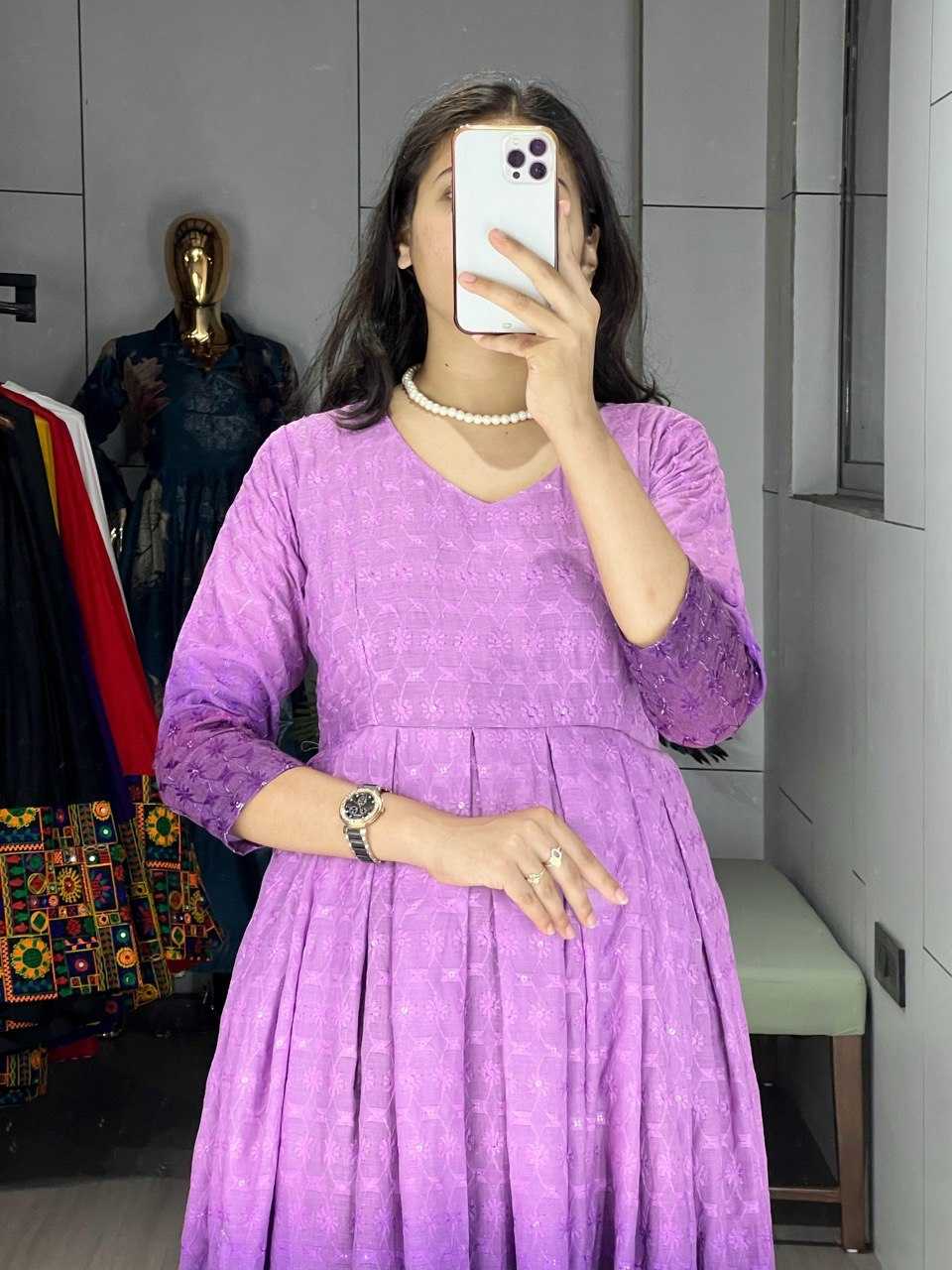 Ynf Cotton RIN119 RAINBOW Kurti Wholesale Chikankari Kurtis Party Wear Gown Style Kurtis Manufacturer