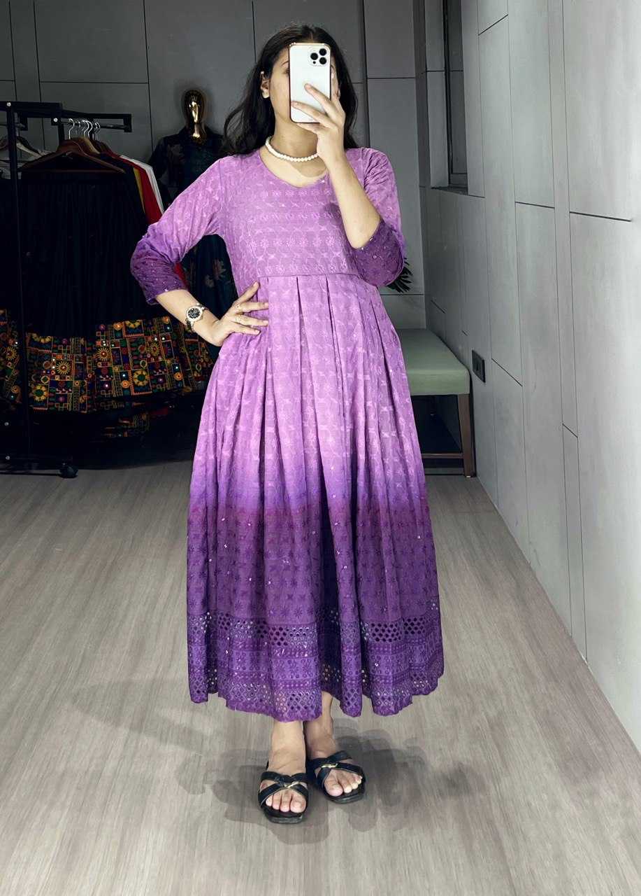 Ynf Cotton RIN119 RAINBOW Kurti Wholesale Chikankari Kurtis Party Wear Gown Style Kurtis Manufacturer