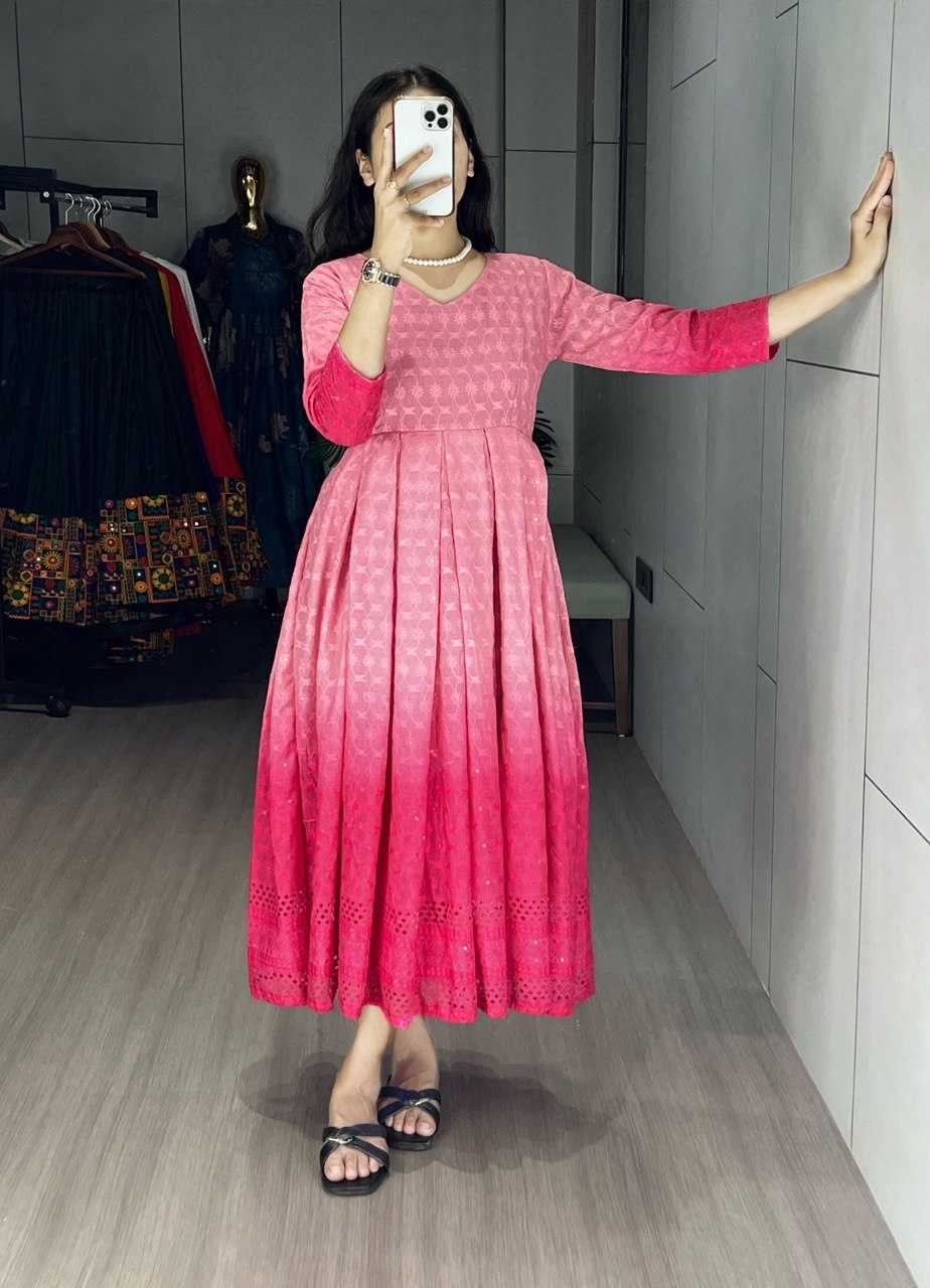 Ynf Cotton RIN119 RAINBOW Kurti Wholesale Chikankari Kurtis Party Wear Gown Style Kurtis Manufacturer