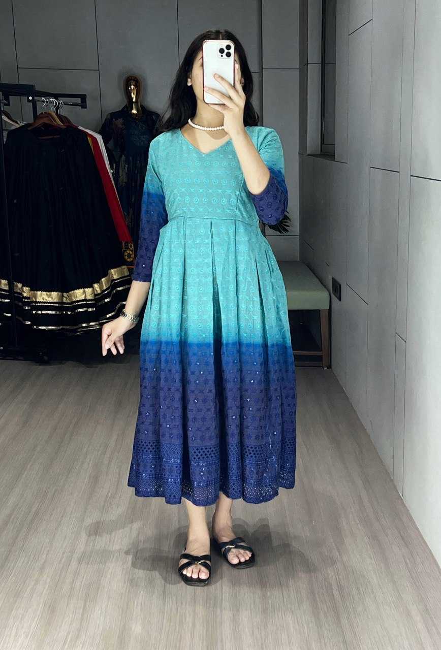 Ynf Cotton RIN119 RAINBOW Kurti Wholesale Chikankari Kurtis Party Wear Gown Style Kurtis Manufacturer