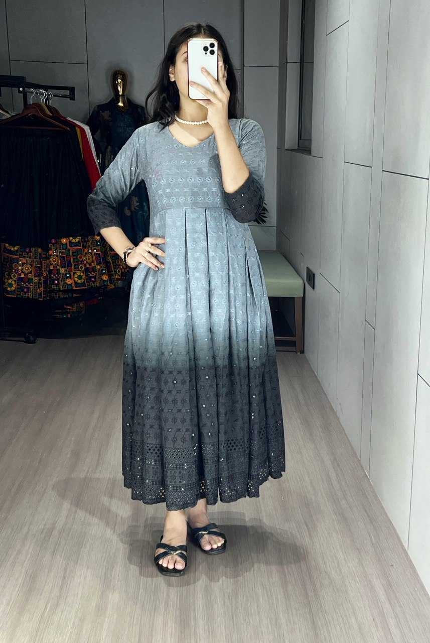Ynf Cotton RIN119 RAINBOW Kurti Wholesale Chikankari Kurtis Party Wear Gown Style Kurtis Manufacturer