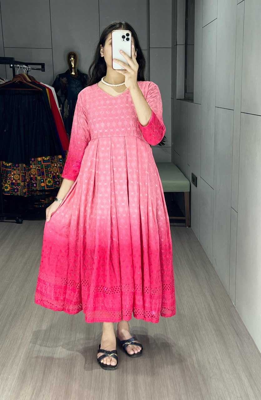 Ynf Cotton RIN119 RAINBOW Kurti Wholesale Chikankari Kurtis Party Wear Gown Style Kurtis Manufacturer