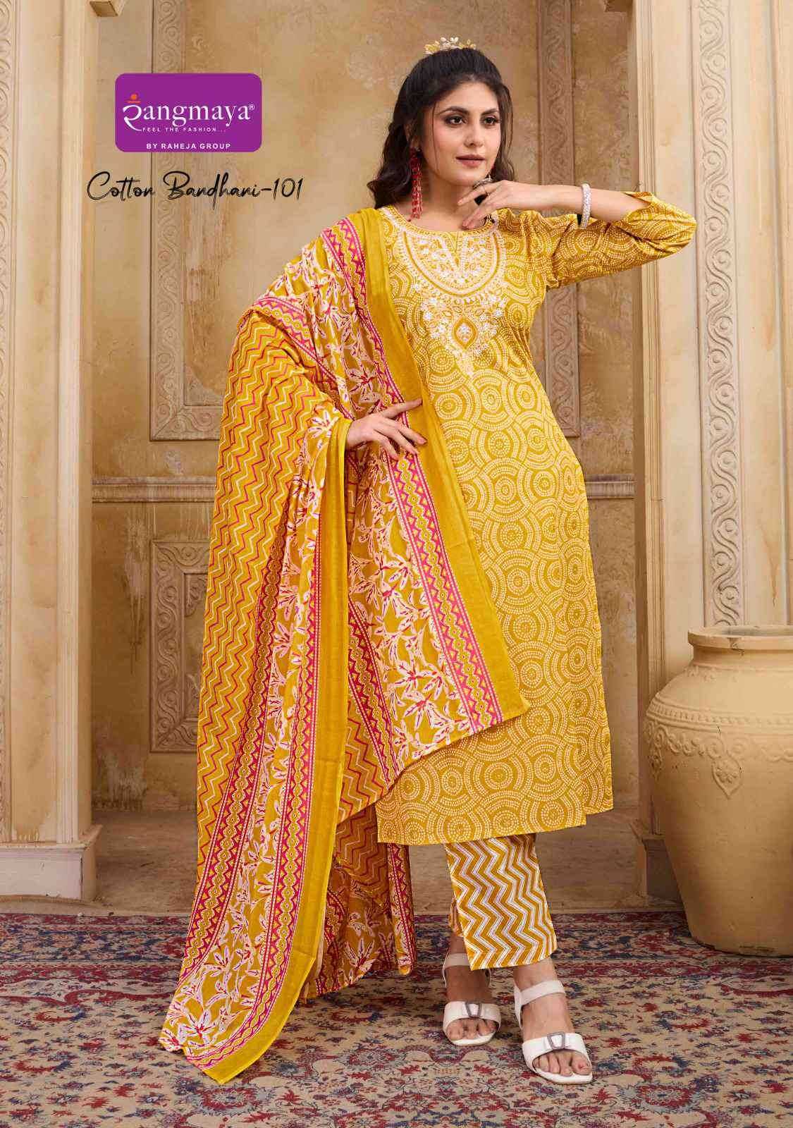Ynf Cotton RIN190 BANDHANI Setwise Collections Wholesale Kurtis Catalogs Manufacturer