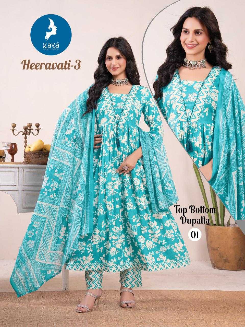 Ynf Cotton RIN190 KAYA KURTI-HEERAVATI -3 Setwise Collections Wholesale Gowns Catalogs Manufacturer