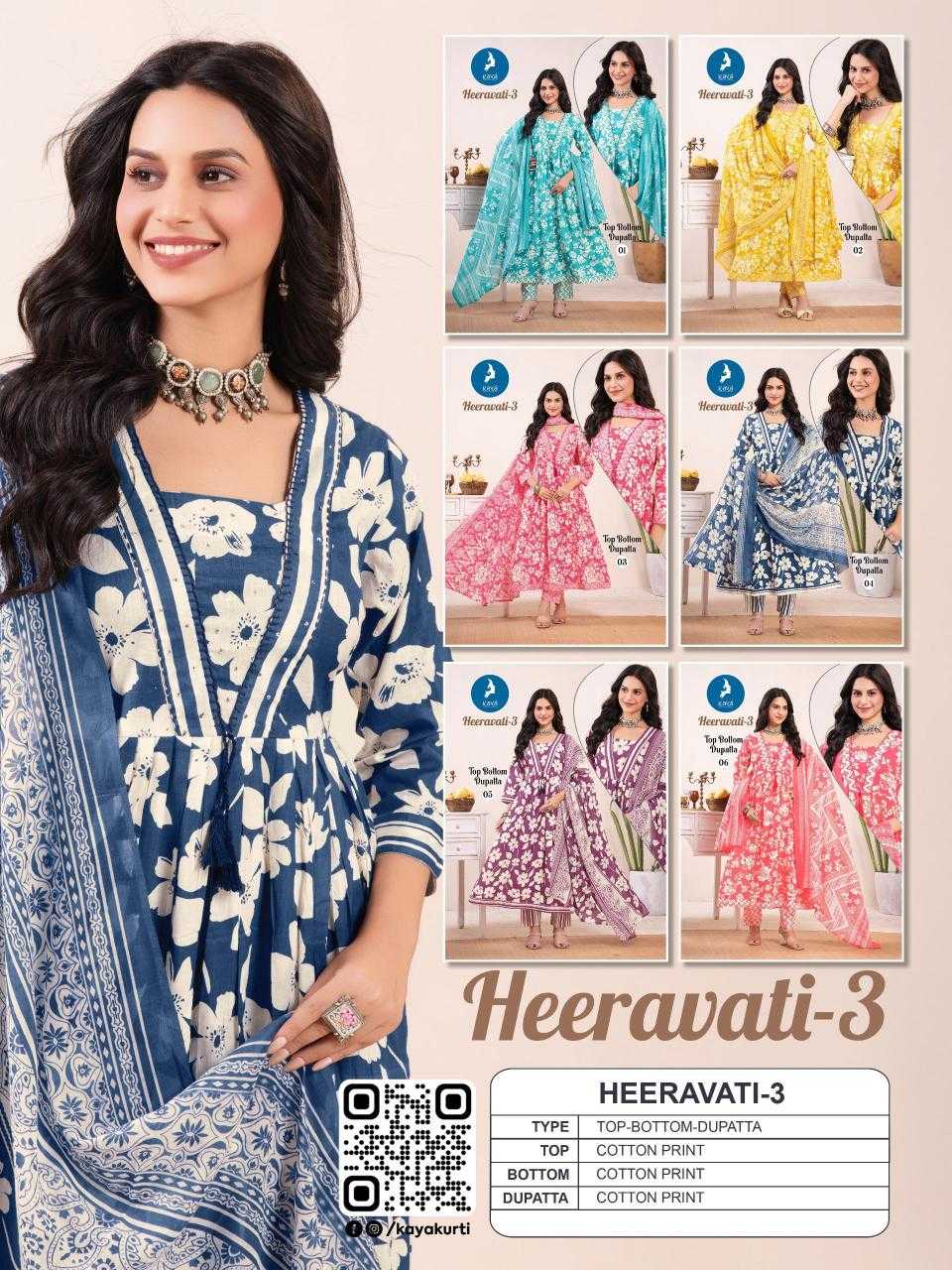 Ynf Cotton RIN190 KAYA KURTI-HEERAVATI -3 Setwise Collections Wholesale Gowns Catalogs Manufacturer