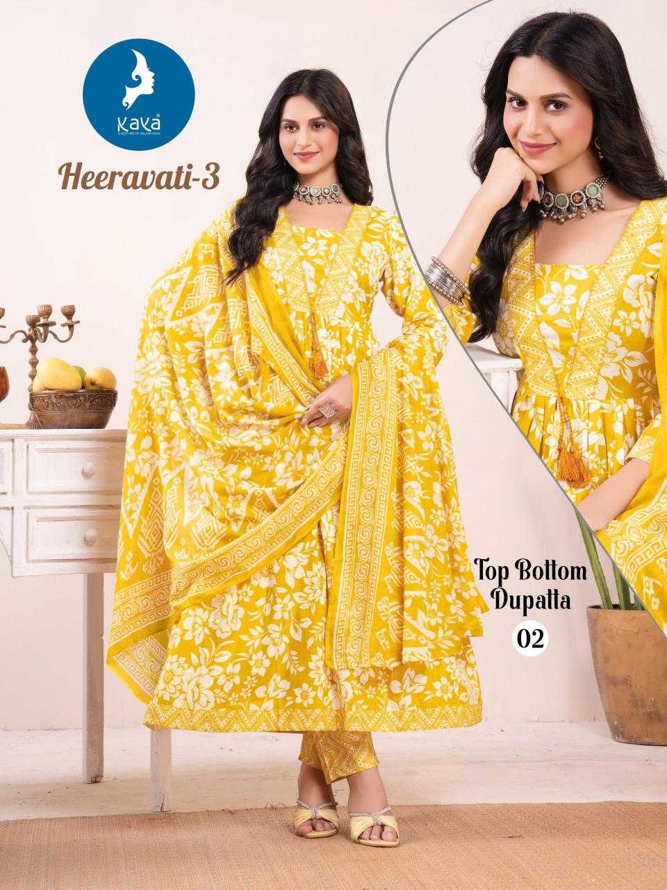 Ynf Cotton RIN190 KAYA KURTI-HEERAVATI -3 Setwise Collections Wholesale Gowns Catalogs Manufacturer