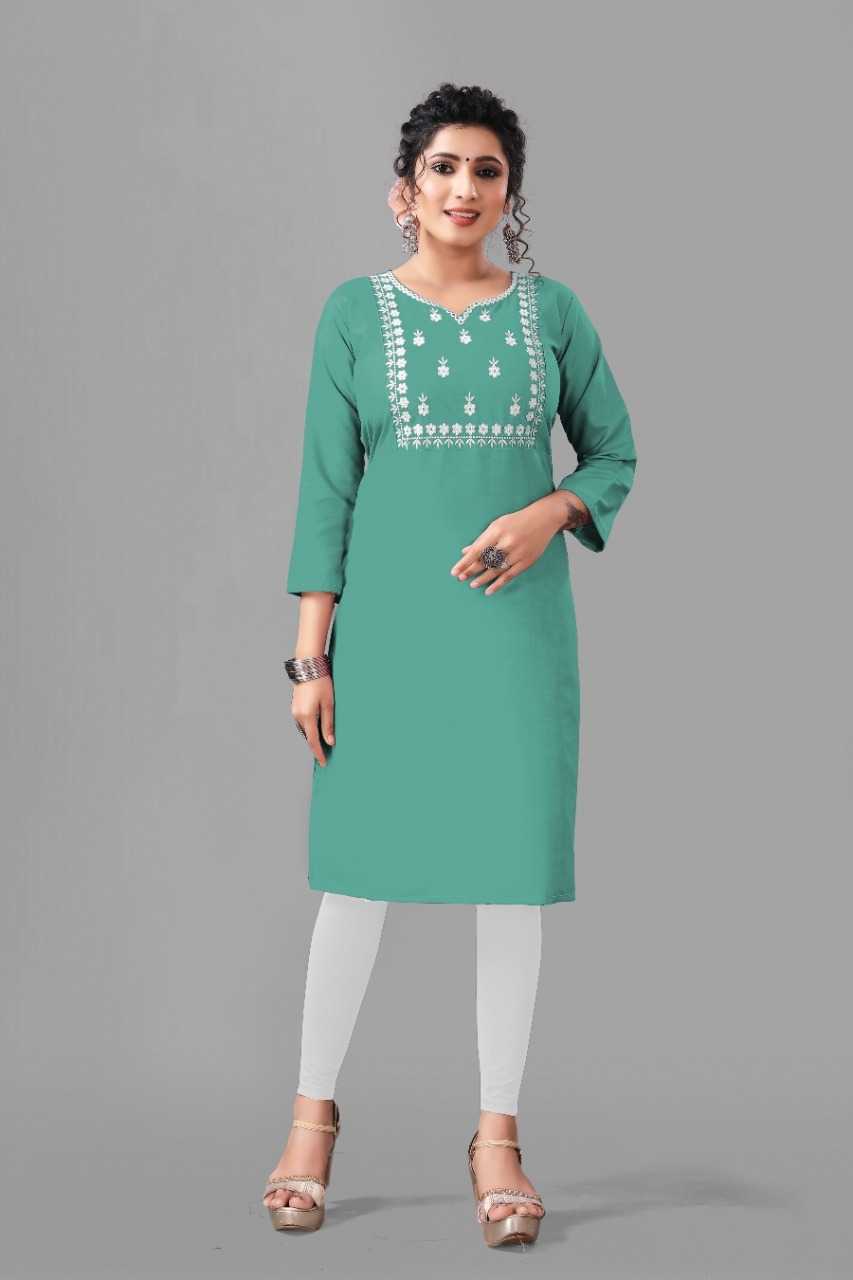 Ynf Cotton RIN222 KIWI Kurti Plus Size Collections Wholesale Designer Kurtis Cotton Kurtis Embroidered Kurtis Manufacturer