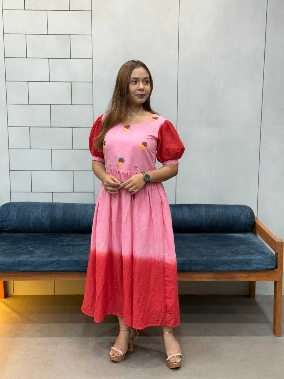 Ynf Cotton RIN222 WORK MAXI Suits & Dresses Wholesale Maxi Dresses Embroidered Dresses Cotton Dresses Manufacturer