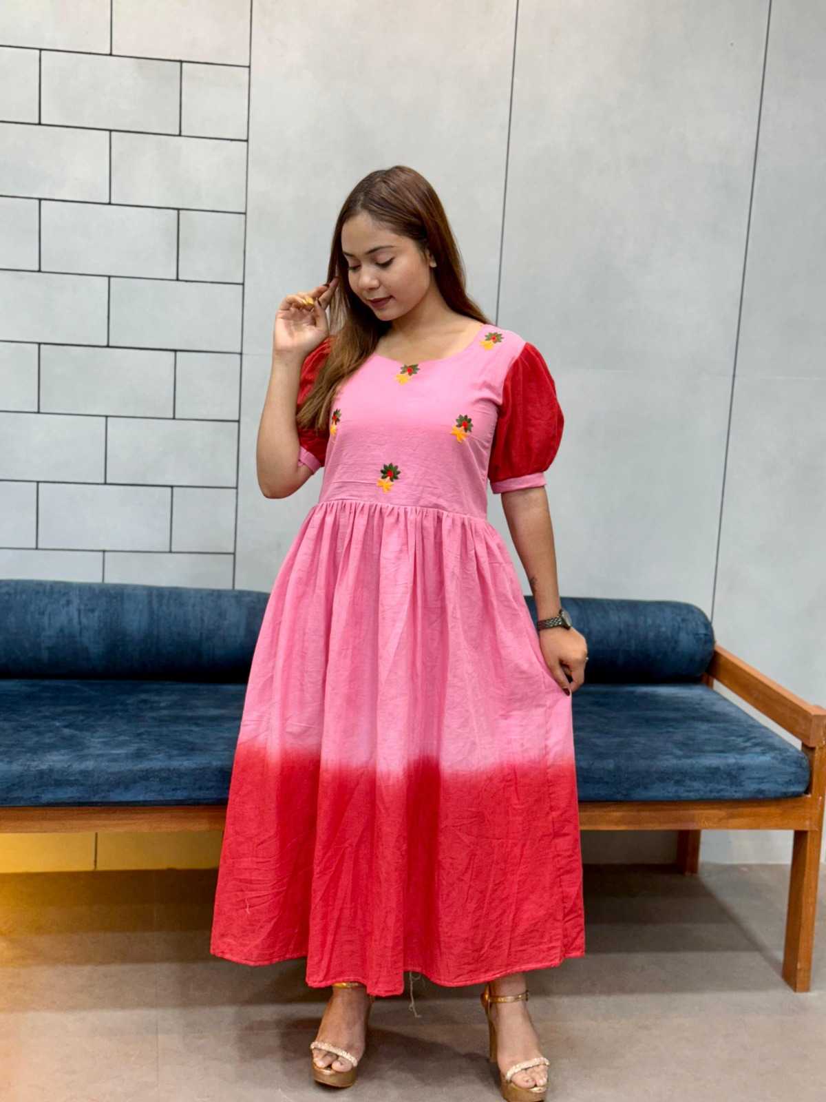 Ynf Cotton RIN222 WORK MAXI Suits & Dresses Wholesale Maxi Dresses Embroidered Dresses Cotton Dresses Manufacturer