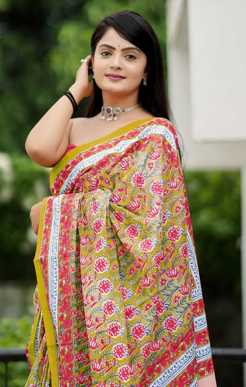 Ynf Cotton RIN229 93 Sarees Wholesale Fancy Sarees Printed Sarees Cotton Linen Sarees Manufacturer