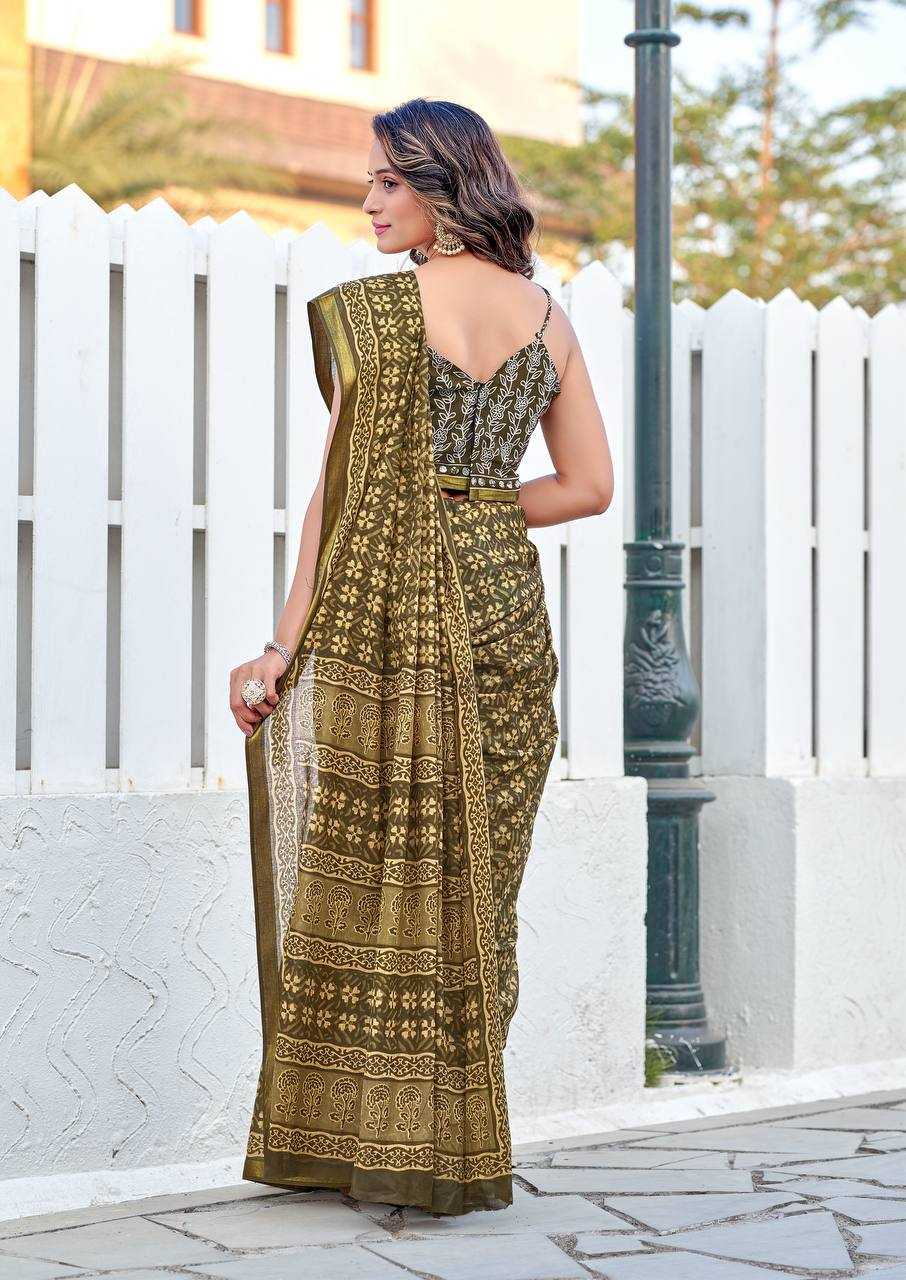 Ynf Cotton RIN229 Bagru Sarees Wholesale Party Wear Sarees Zari Border Sarees Manufacturer