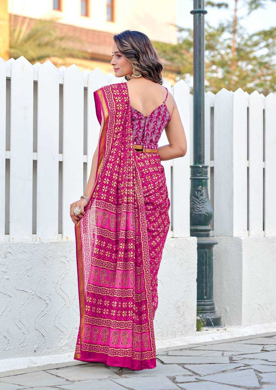 Ynf Cotton RIN229 Bagru Sarees Wholesale Party Wear Sarees Zari Border Sarees Manufacturer