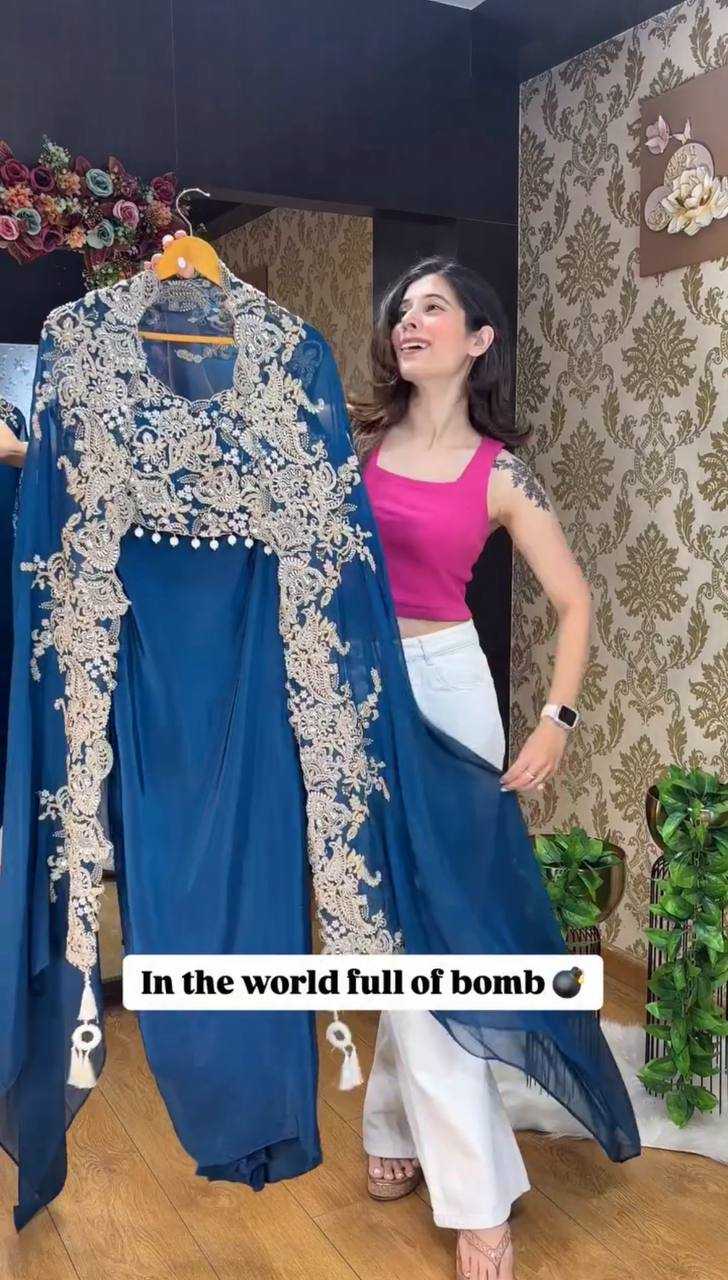 Ynf Crepe RIN110 365 Gowns Wholesale Embroidery Gowns Party Wear Gowns Designer Gowns Indo-Western Gowns Lace Gowns Manufacturer