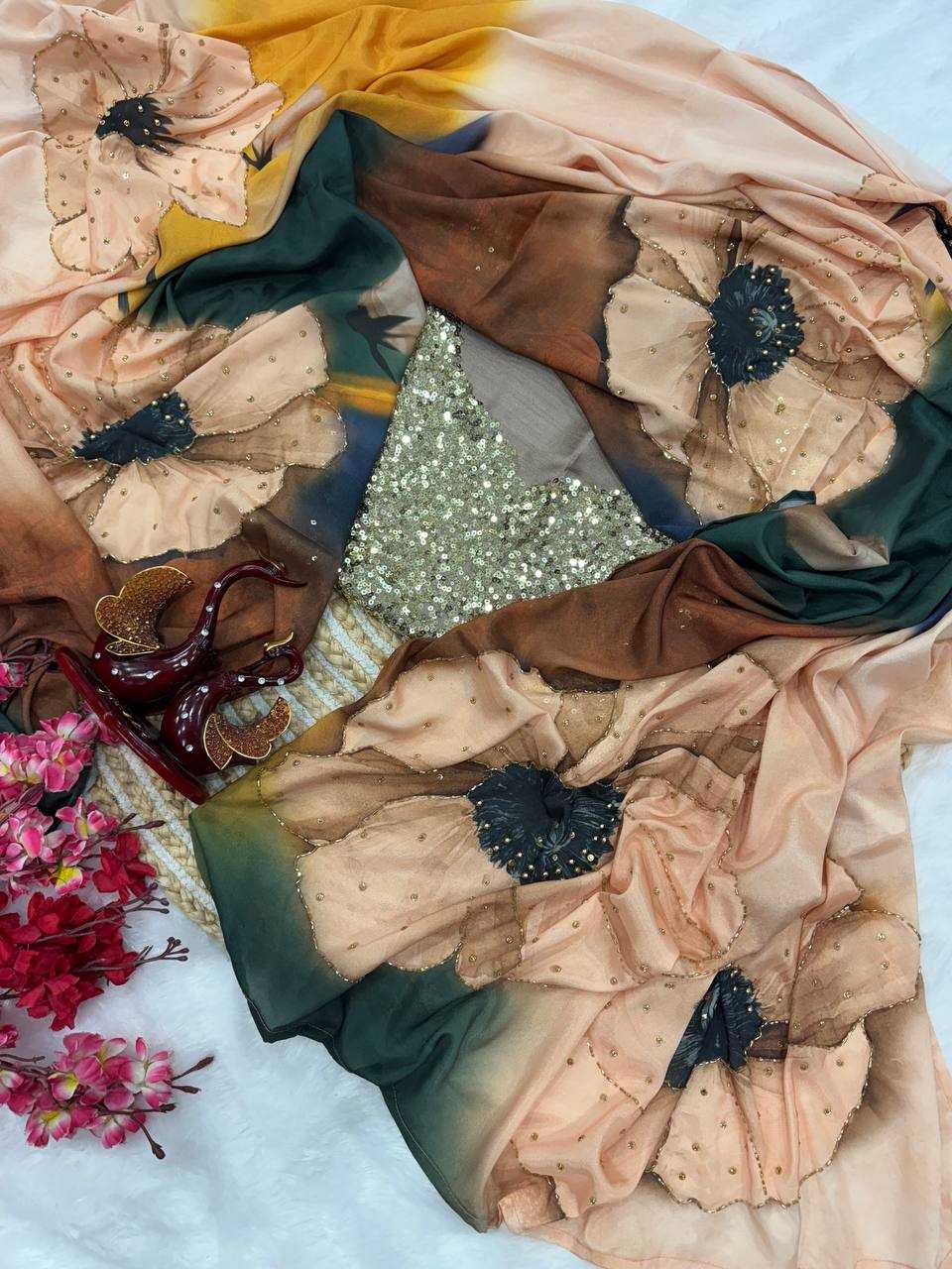 Ynf Crepe RIN151 5458 Sarees Wholesale Designer Sarees Ready To Wear Sarees Party Wear Sarees Manufacturer