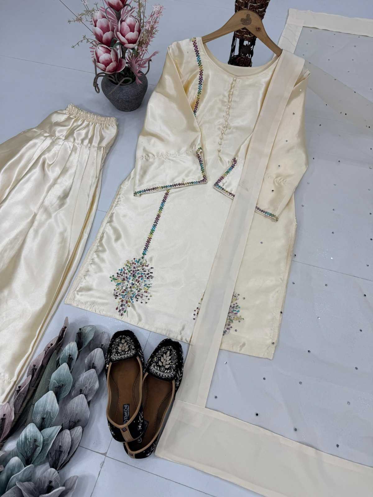 Ynf Crepe RIN222 NATURAL CREAP Suits & Dresses Wedding Collections Festive Collections Wholesale Embroidery Suits Wedding Suits Designer Suits Manufacturer