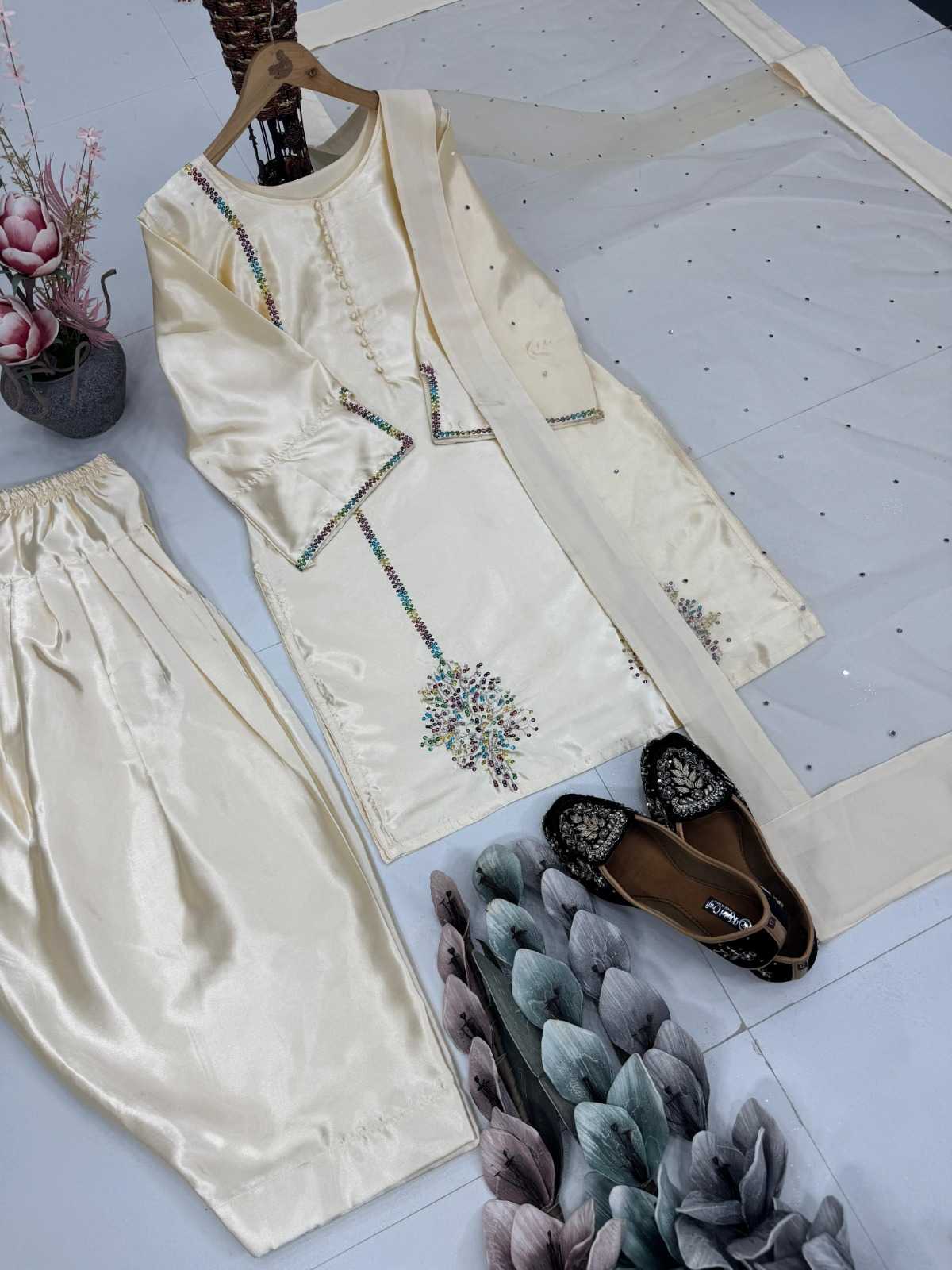 Ynf Crepe RIN222 NATURAL CREAP Suits & Dresses Wedding Collections Festive Collections Wholesale Embroidery Suits Wedding Suits Designer Suits Manufacturer