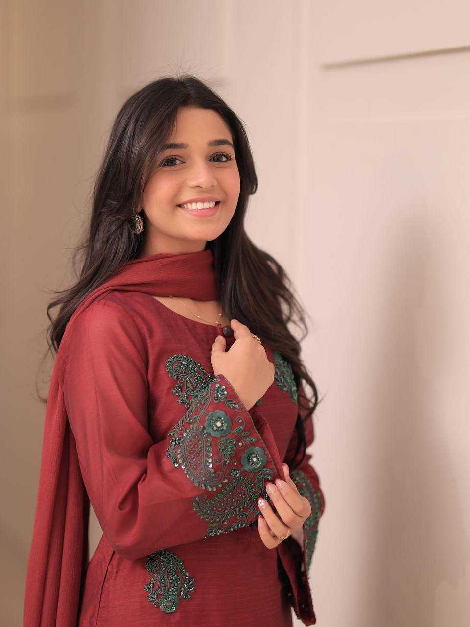 Ynf Crepe Silk KESH499 011 Suits & Dresses Wedding Collections Festive Collections Wholesale Palazzo Suit Embroidered Dresses Silk Dresses Manufacturer